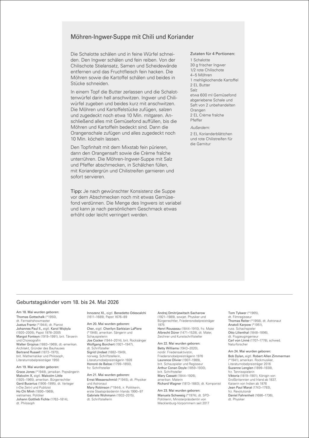 Beispielinhalt (Bild) Küchenkalender Wochenplaner 2026 - 53 inspirierende Fotografien