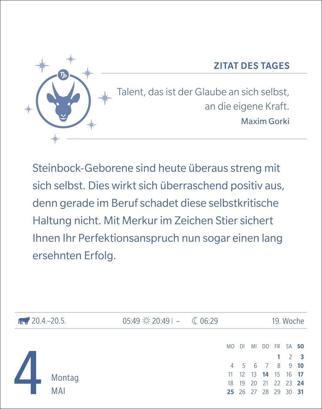 Beispielinhalt (Bild) Steinbock Sternzeichenkalender 2026 - Tagesabreißkalender - Ihr Horoskop für jeden Tag