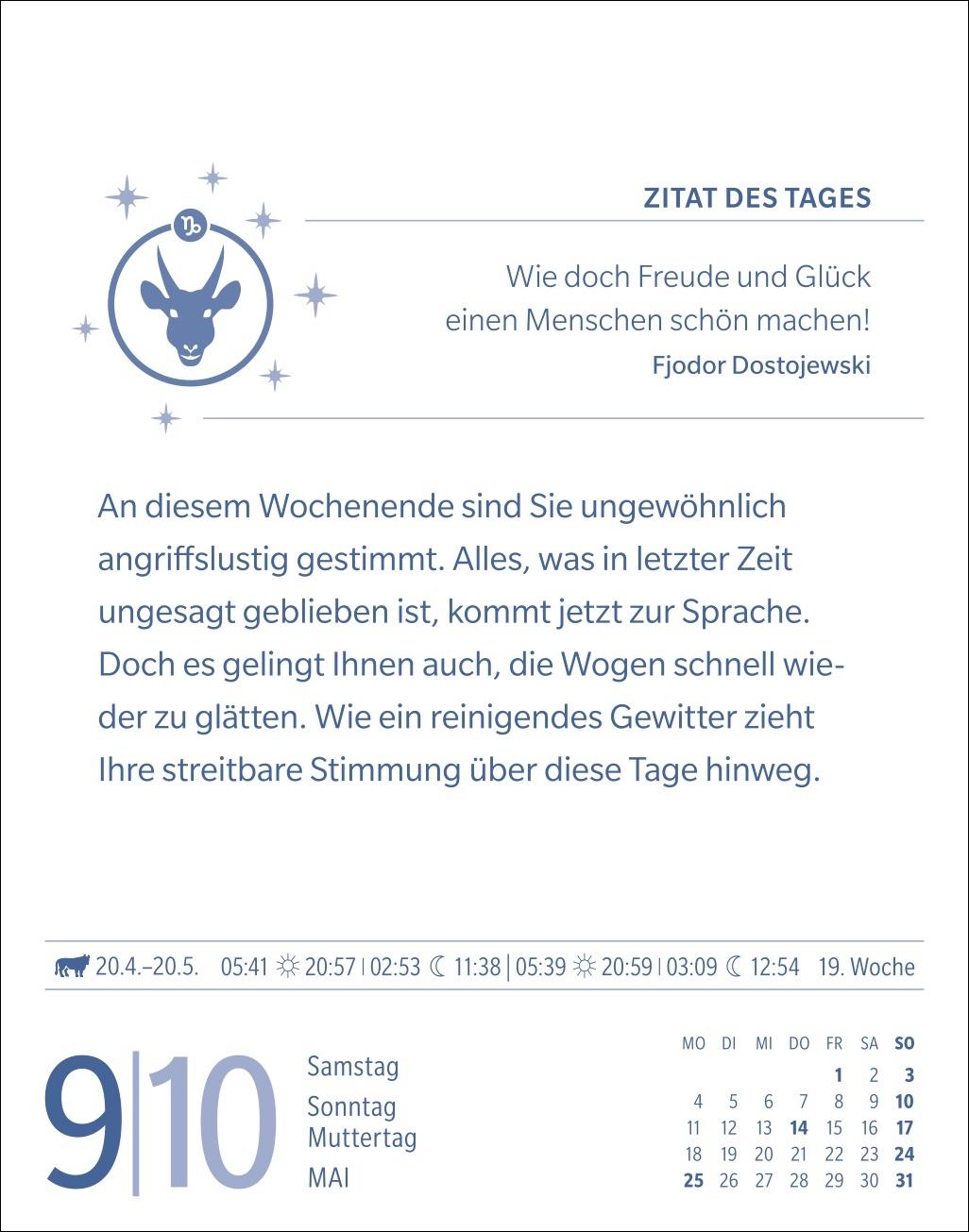 Beispielinhalt (Bild) Steinbock Sternzeichenkalender 2026 - Tagesabreißkalender - Ihr Horoskop für jeden Tag