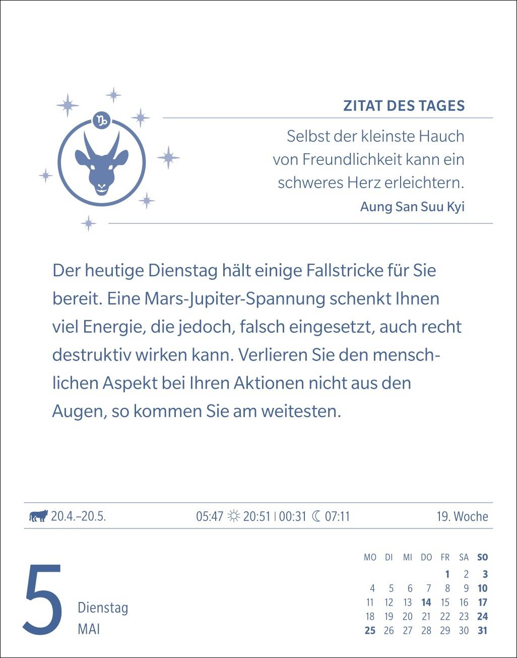 Beispielinhalt (Bild) Steinbock Sternzeichenkalender 2026 - Tagesabreißkalender - Ihr Horoskop für jeden Tag