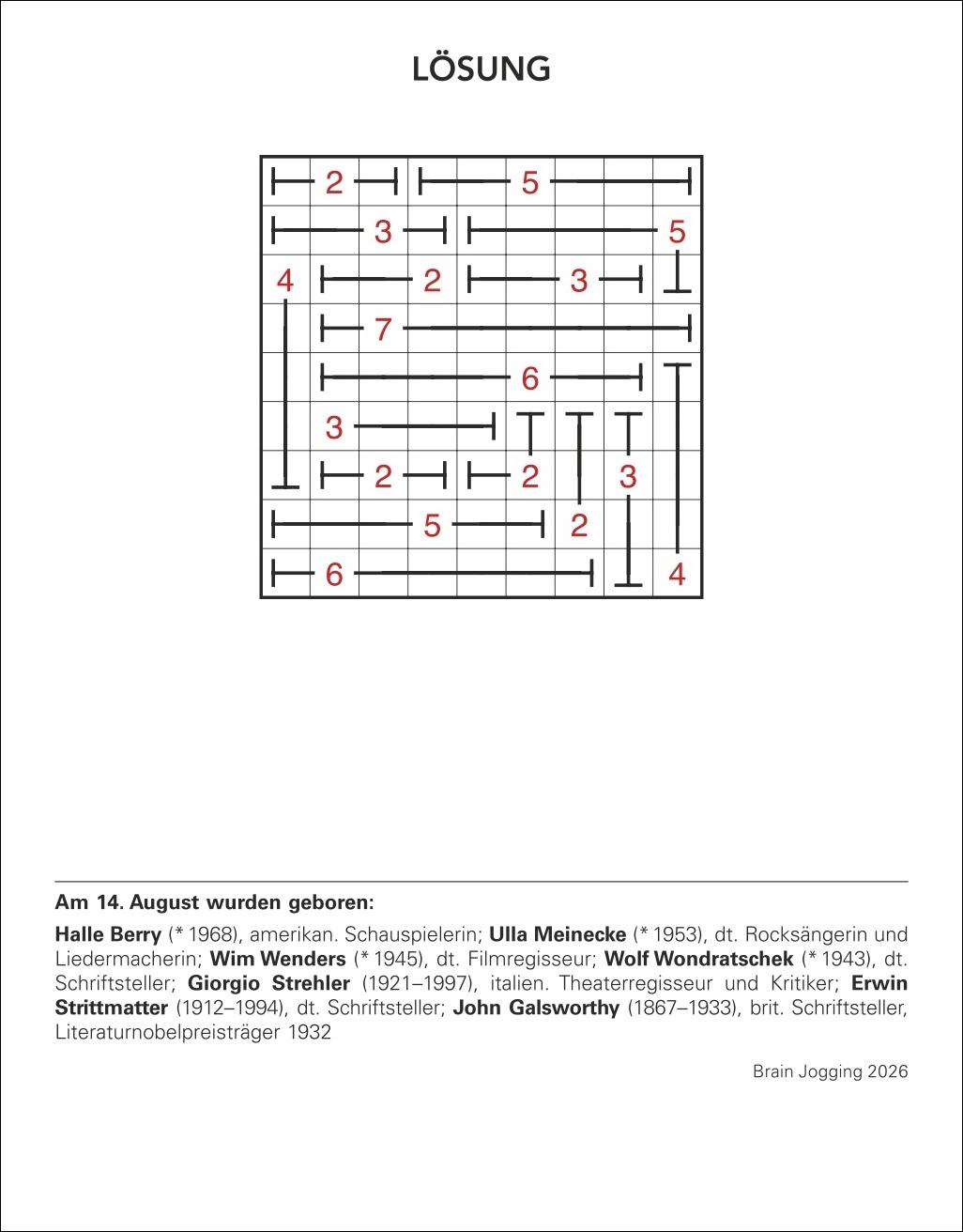 Beispielinhalt (Bild) Brain Jogging Tagesabreißkalender 2026 - Gedächtnis, Konzentration, Logik