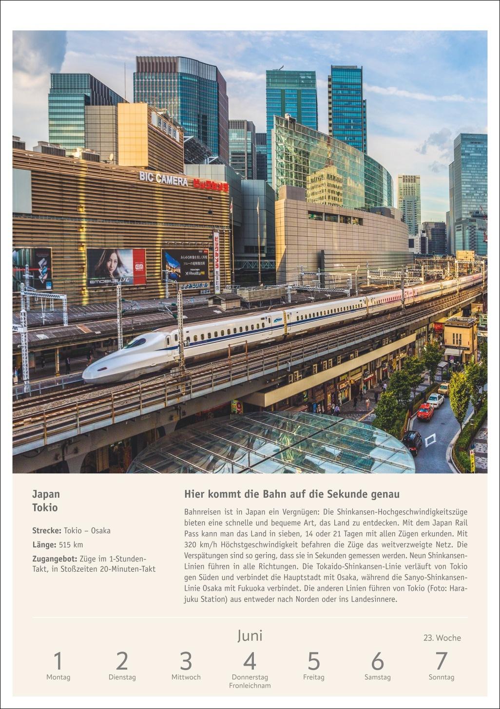 Beispielinhalt (Bild) Zugreiselust Wochen-Kulturkalender 2026 - 53 unvergessliche Reiseerlebnisse