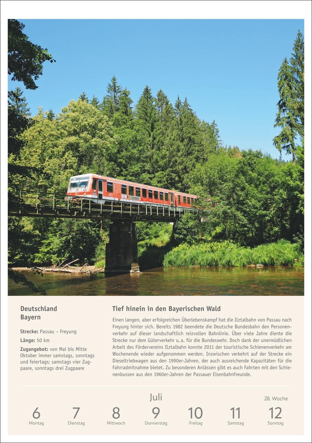 Beispielinhalt (Bild) Zugreiselust Wochen-Kulturkalender 2026 - 53 unvergessliche Reiseerlebnisse