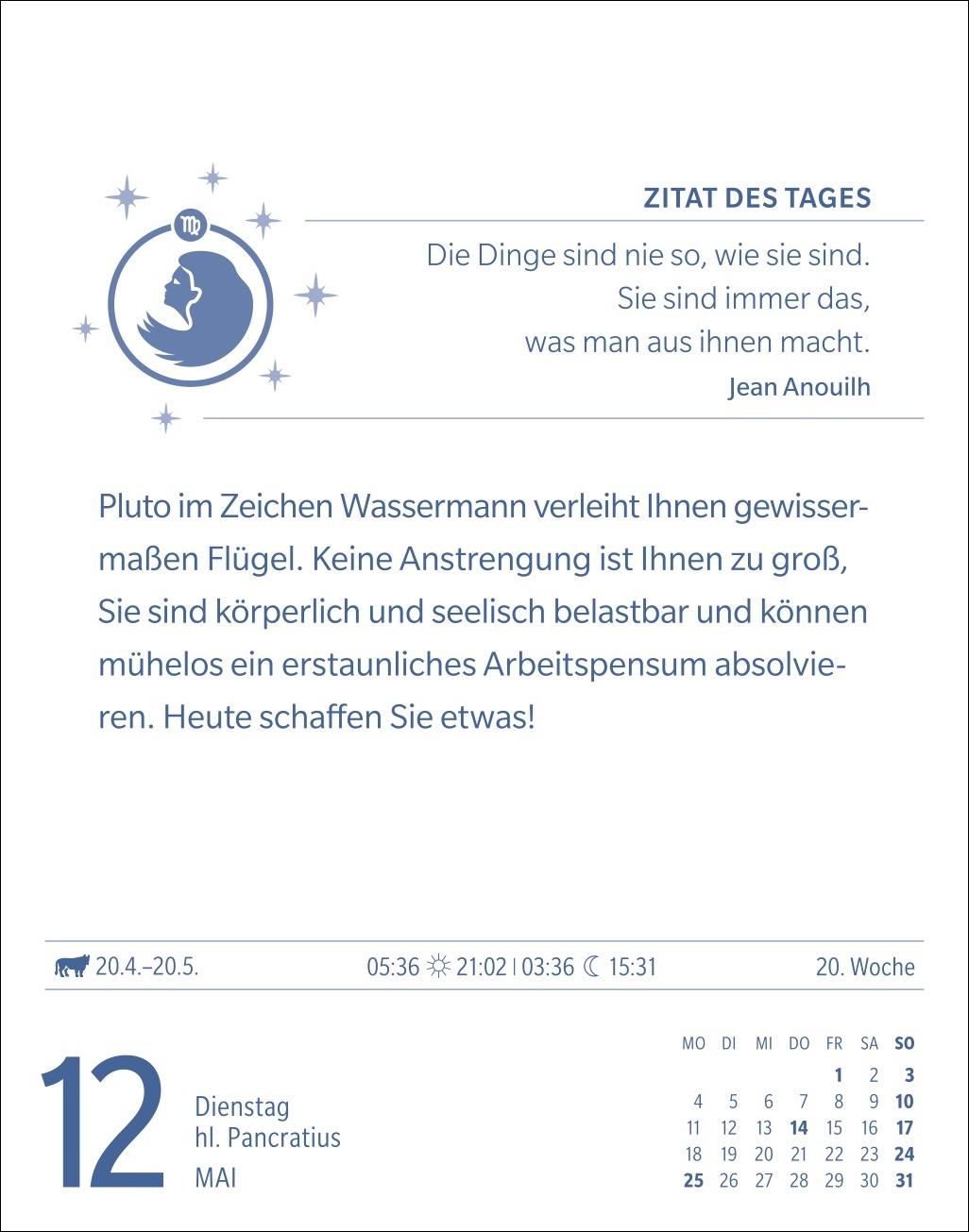 Beispielinhalt (Bild) Jungfrau Sternzeichenkalender 2026 - Tagesabreißkalender - Ihr Horoskop für jeden Tag