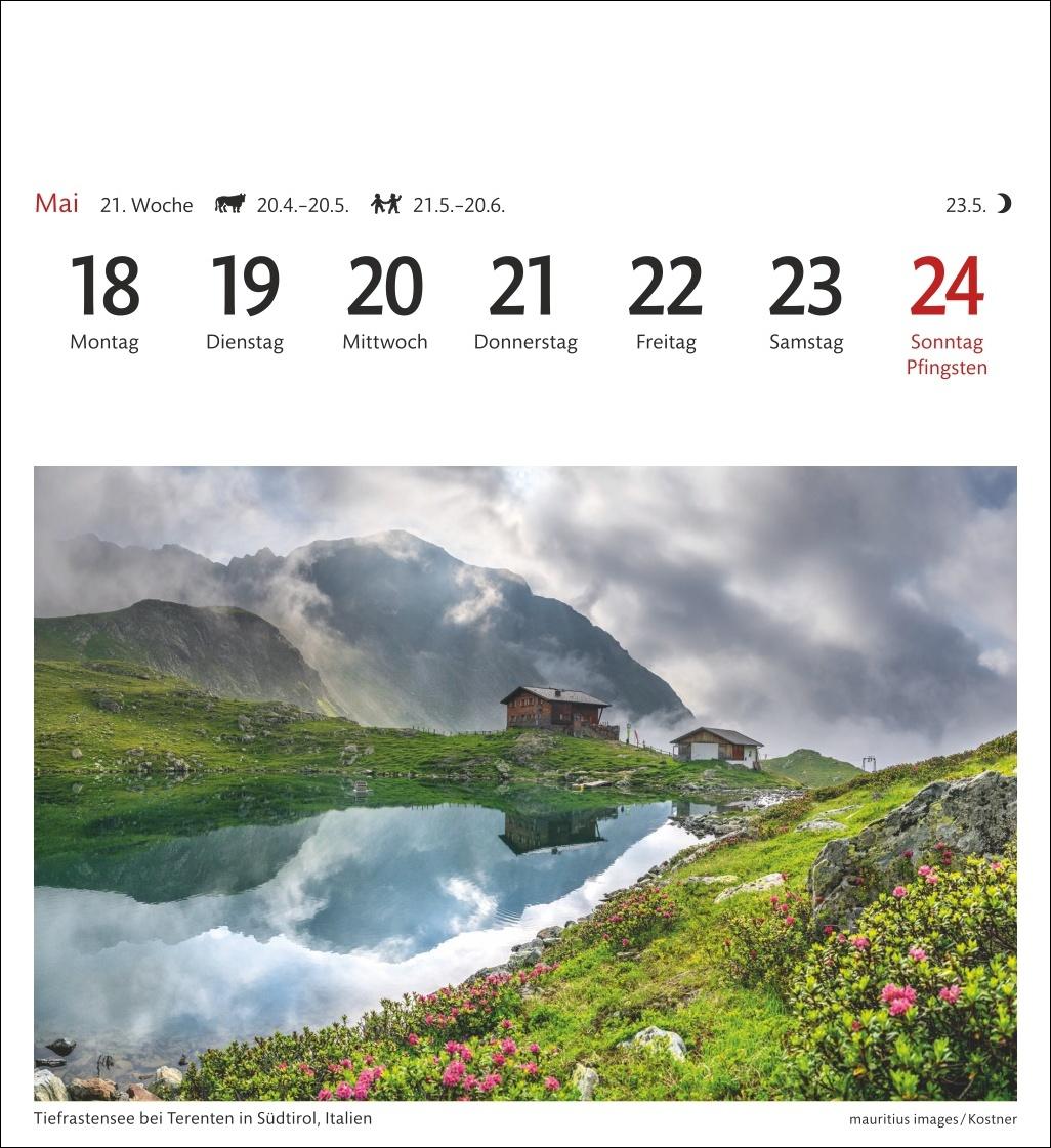Beispielinhalt (Bild) Alpen Sehnsuchtskalender 2026 - Wochenkalender mit 53 Postkarten