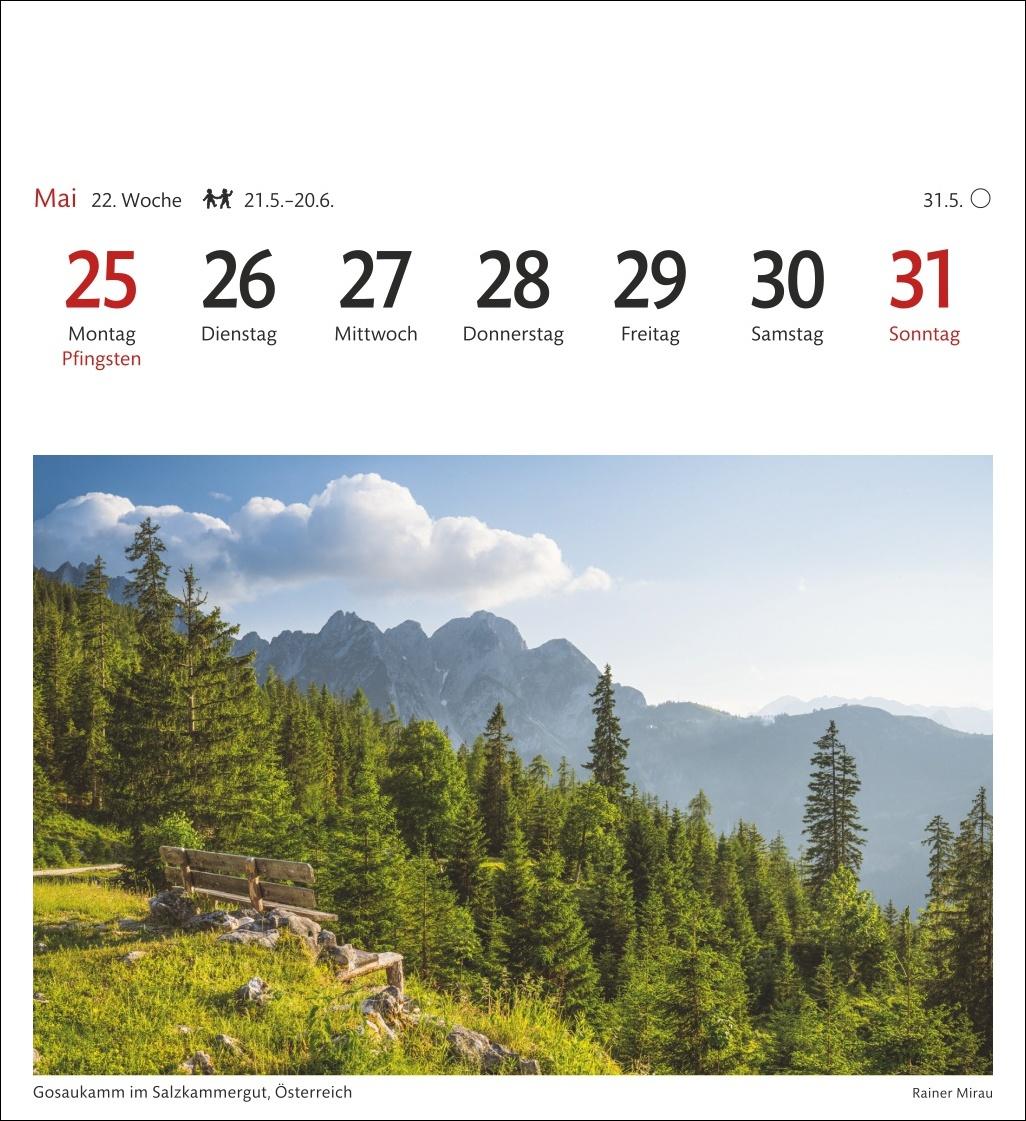 Beispielinhalt (Bild) Alpen Sehnsuchtskalender 2026 - Wochenkalender mit 53 Postkarten