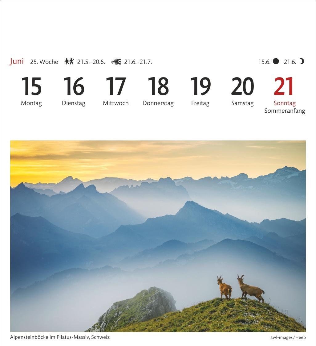 Beispielinhalt (Bild) Alpen Sehnsuchtskalender 2026 - Wochenkalender mit 53 Postkarten