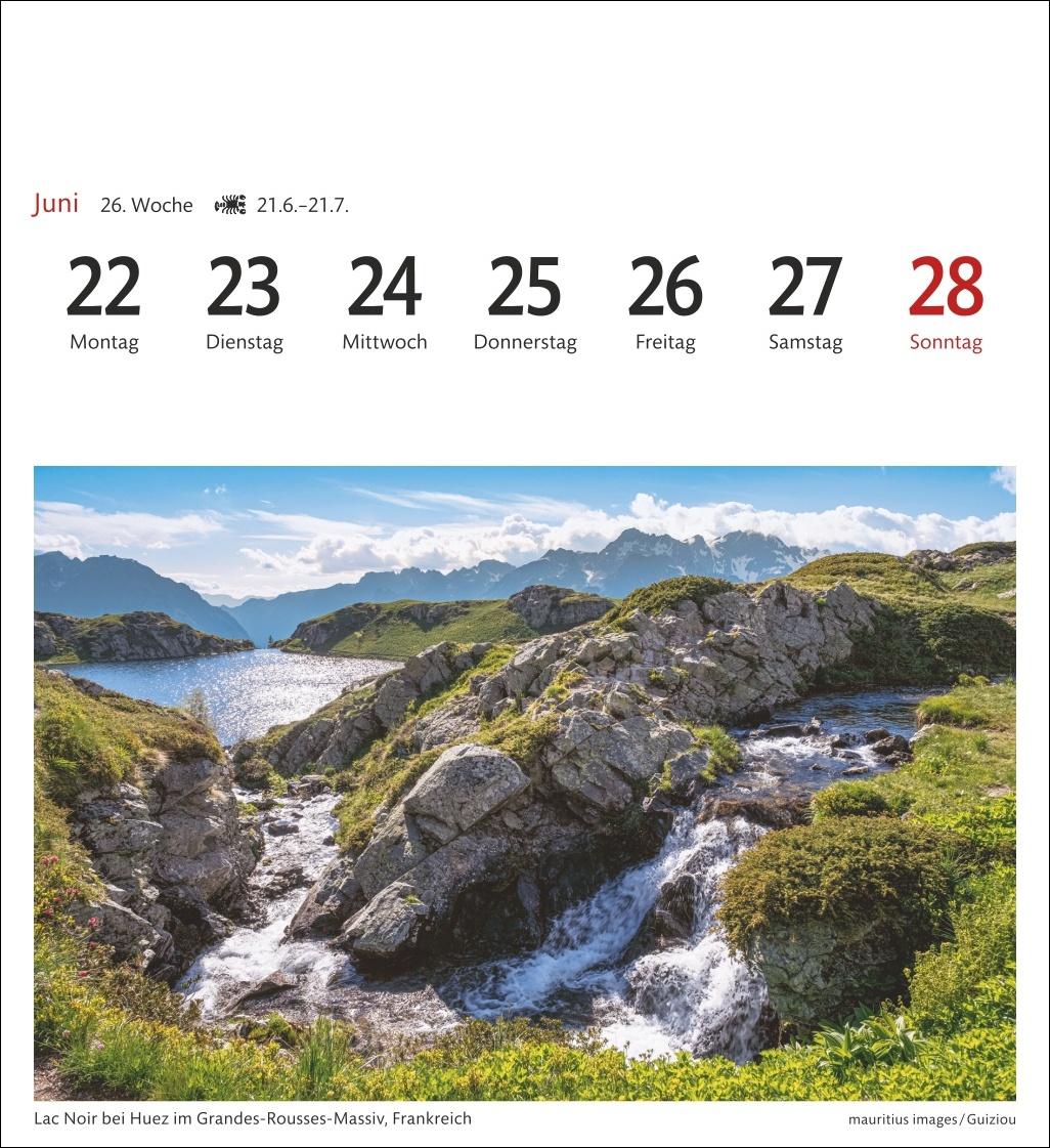 Beispielinhalt (Bild) Alpen Sehnsuchtskalender 2026 - Wochenkalender mit 53 Postkarten