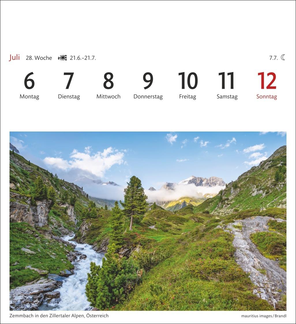 Beispielinhalt (Bild) Alpen Sehnsuchtskalender 2026 - Wochenkalender mit 53 Postkarten