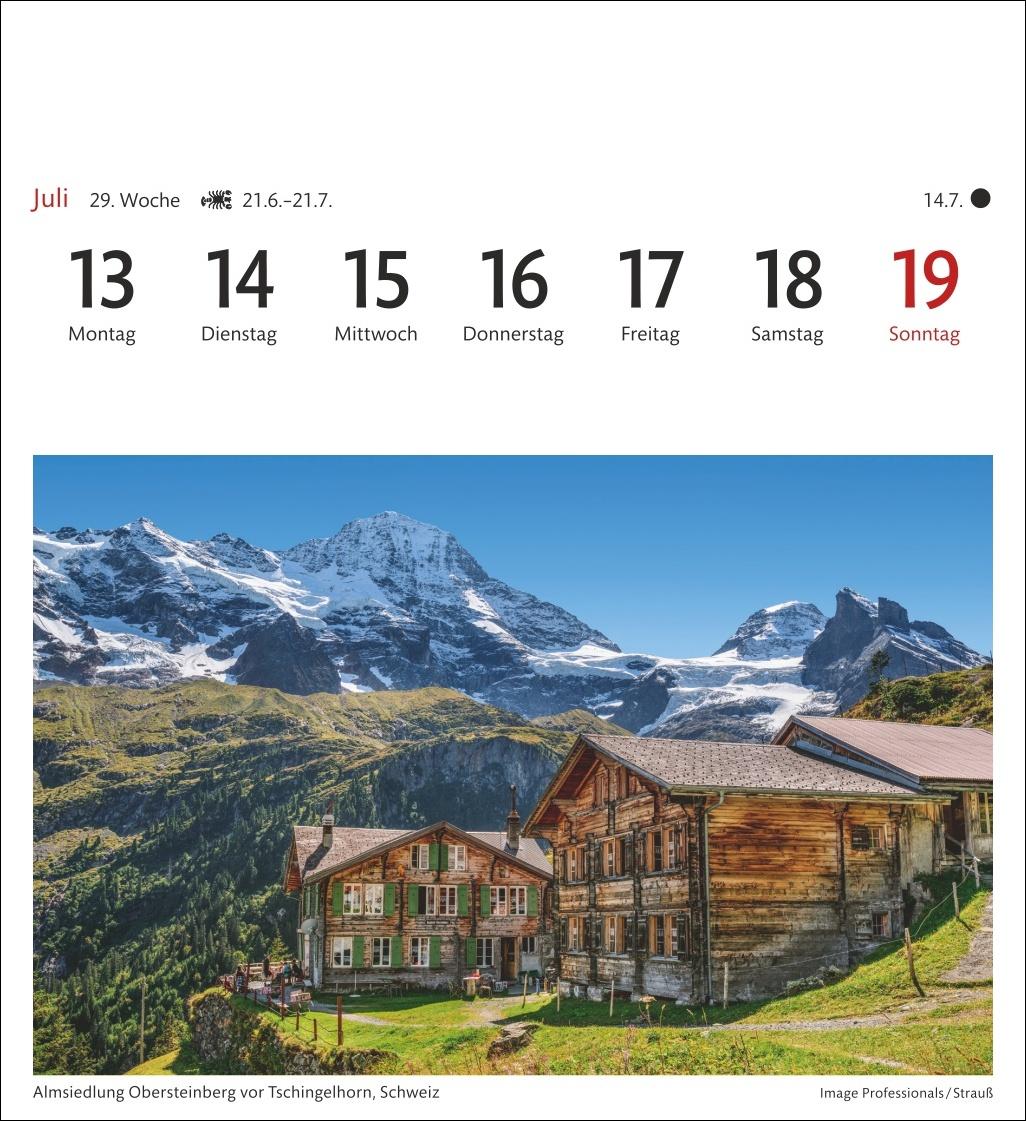 Beispielinhalt (Bild) Alpen Sehnsuchtskalender 2026 - Wochenkalender mit 53 Postkarten
