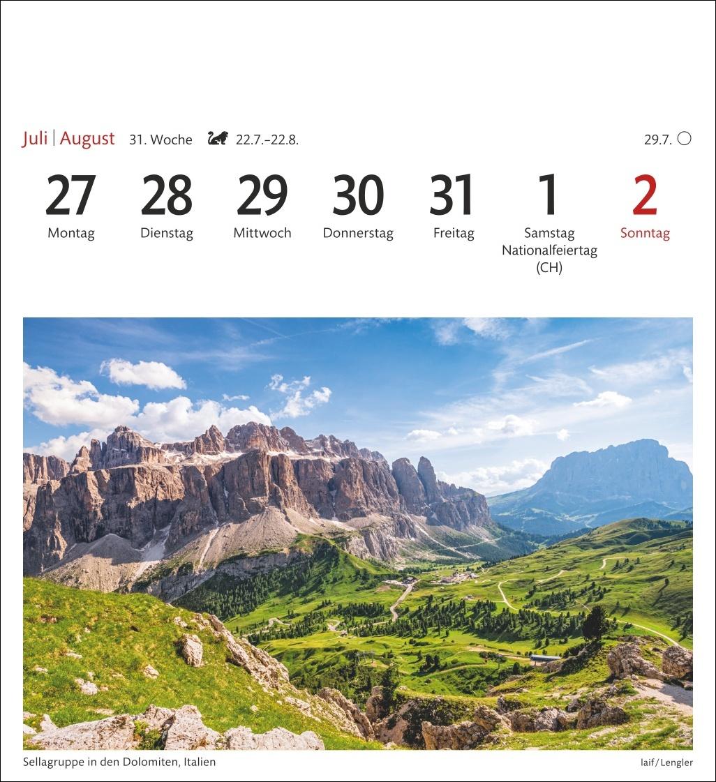 Beispielinhalt (Bild) Alpen Sehnsuchtskalender 2026 - Wochenkalender mit 53 Postkarten