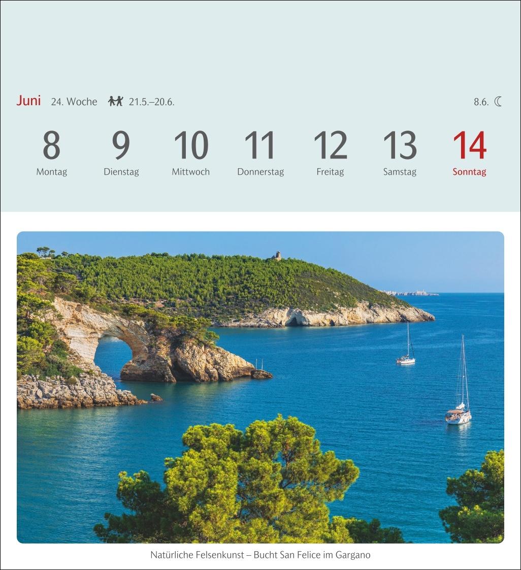 Beispielinhalt (Bild) Das Glück liegt in Italien Postkartenkalender 2026 - 53 Karten mit Kurzporträts zu den Zielen