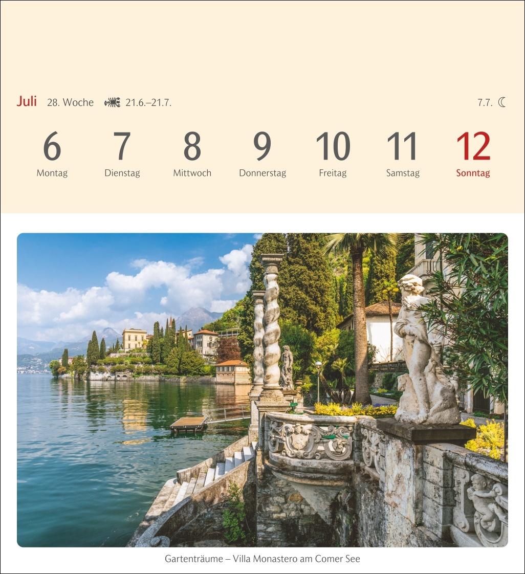 Beispielinhalt (Bild) Das Glück liegt in Italien Postkartenkalender 2026 - 53 Karten mit Kurzporträts zu den Zielen