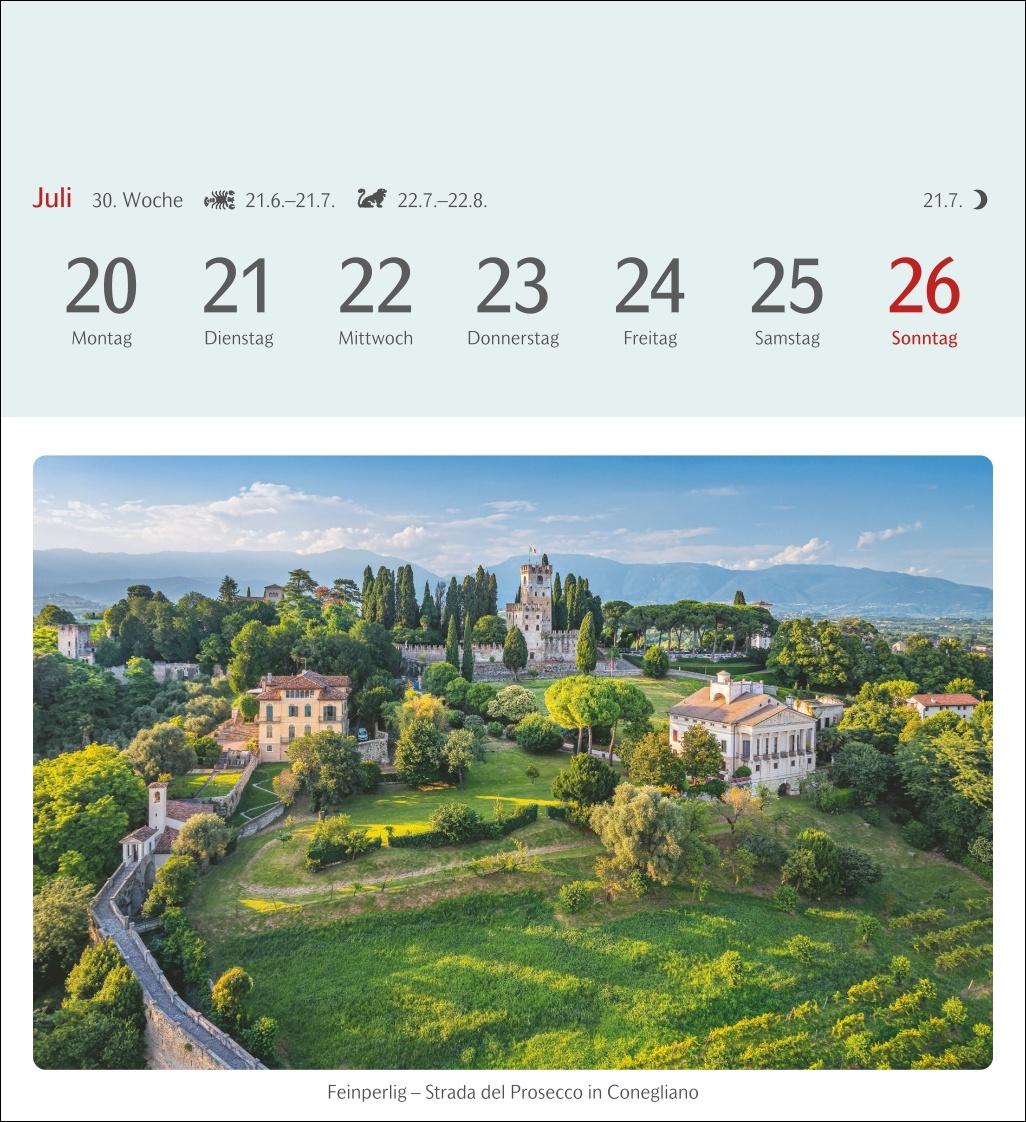 Beispielinhalt (Bild) Das Glück liegt in Italien Postkartenkalender 2026 - 53 Karten mit Kurzporträts zu den Zielen