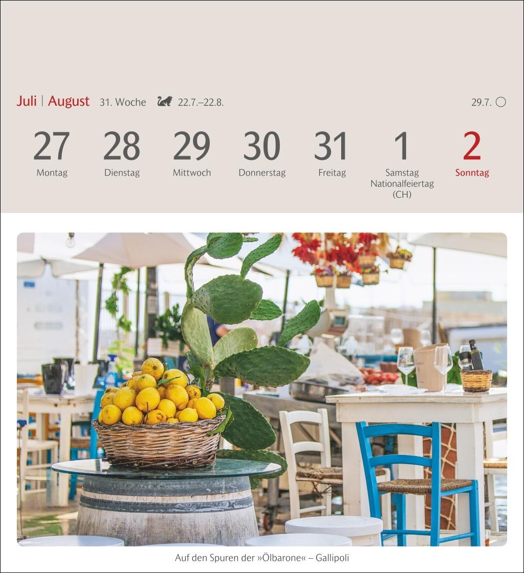 Beispielinhalt (Bild) Das Glück liegt in Italien Postkartenkalender 2026 - 53 Karten mit Kurzporträts zu den Zielen