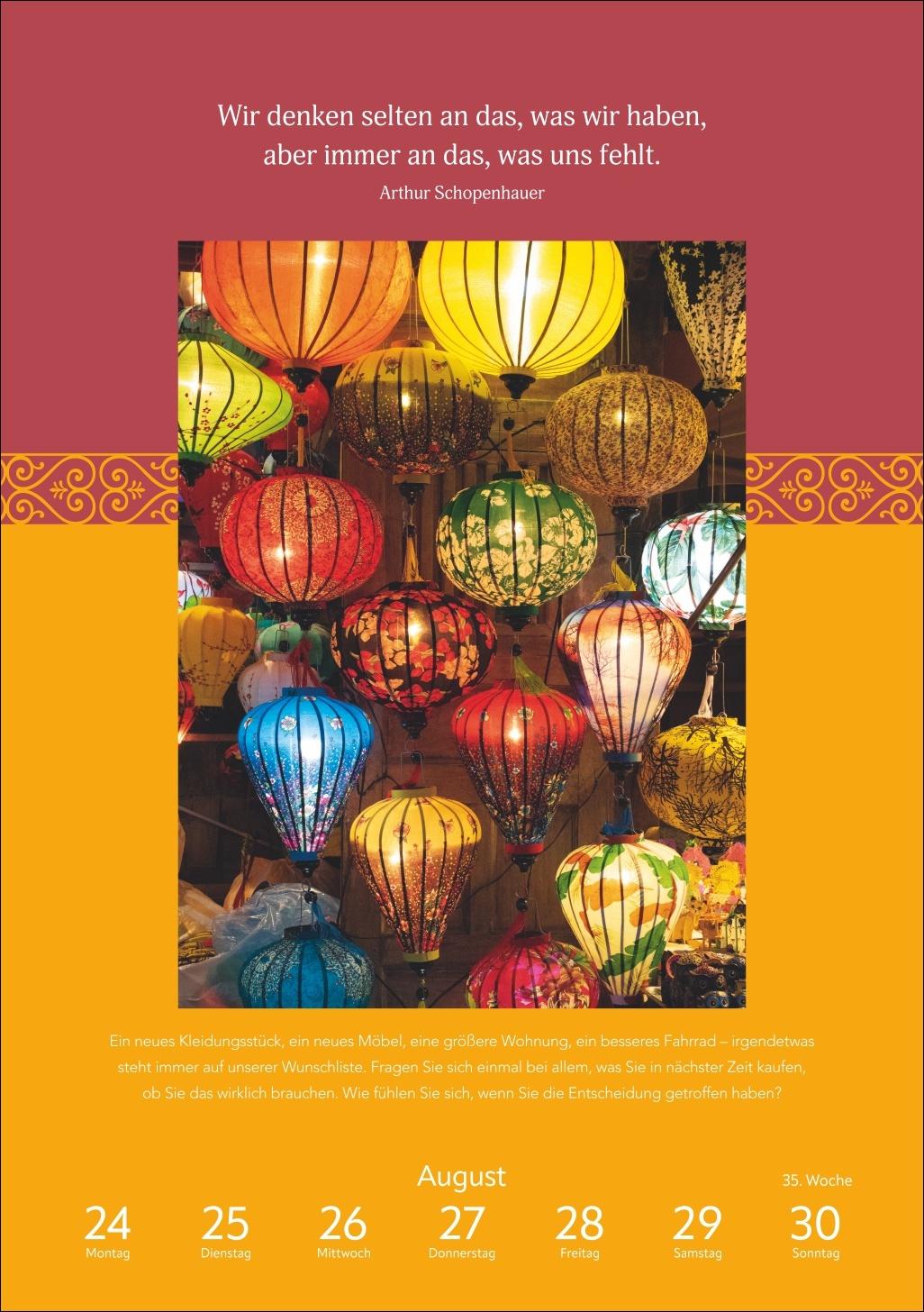 Beispielinhalt (Bild) Wege der Achtsamkeit Wochen-Kulturkalender 2026 - Anregungen für jede Woche