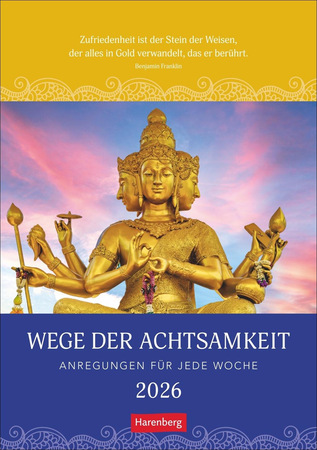 Vorderes Coverbild Wege der Achtsamkeit Wochen-Kulturkalender 2026 - Anregungen für jede Woche