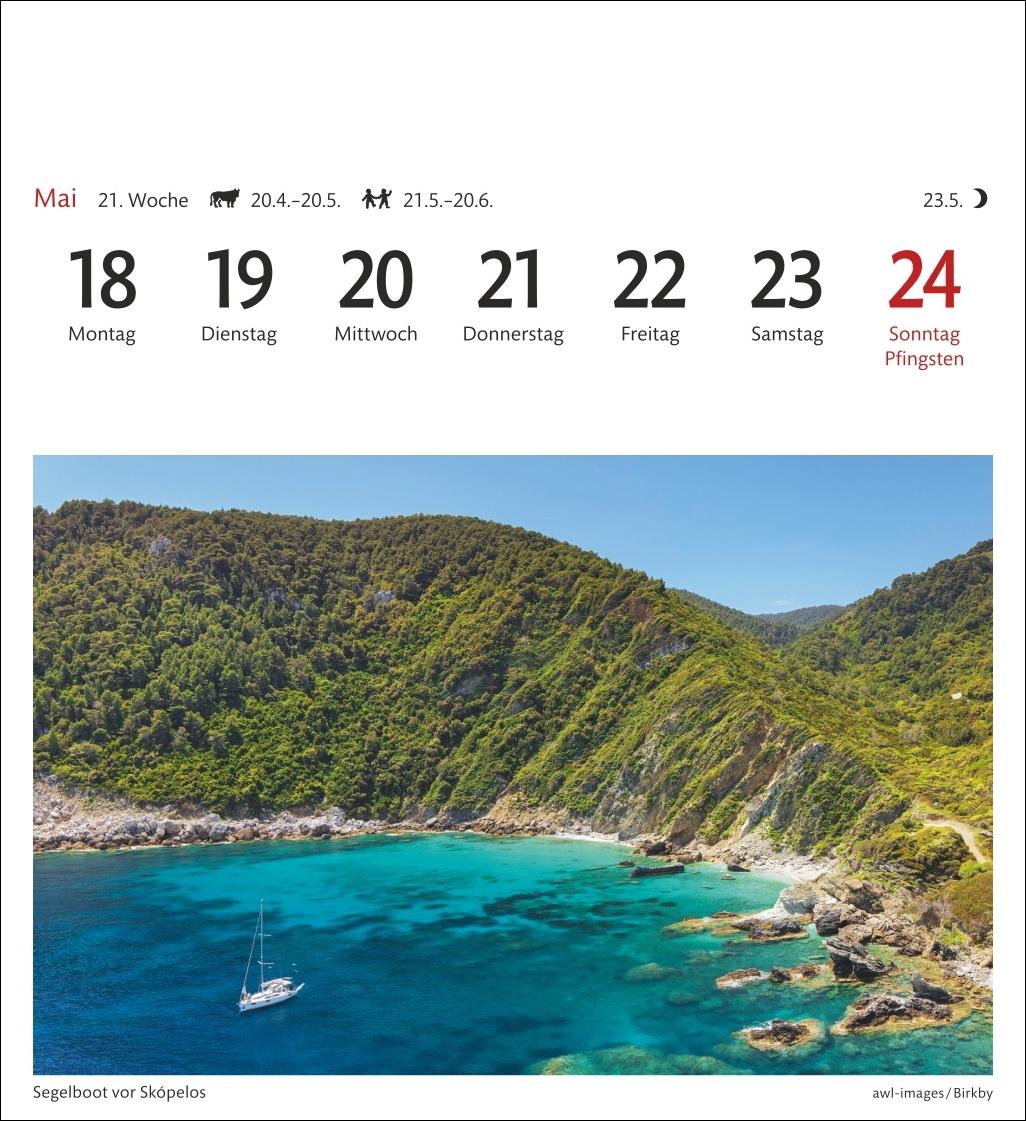 Beispielinhalt (Bild) Griechische Inseln Sehnsuchtskalender 2026 - Wochenkalender mit 53 Postkarten