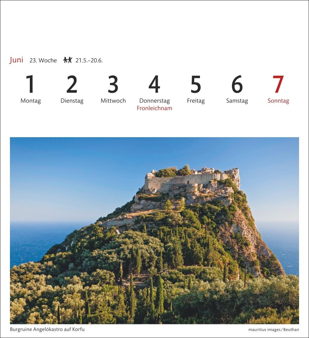 Beispielinhalt (Bild) Griechische Inseln Sehnsuchtskalender 2026 - Wochenkalender mit 53 Postkarten