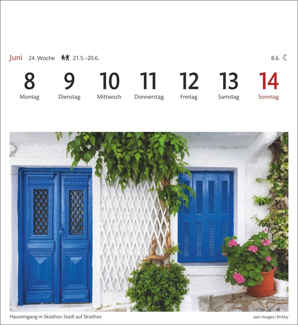 Beispielinhalt (Bild) Griechische Inseln Sehnsuchtskalender 2026 - Wochenkalender mit 53 Postkarten