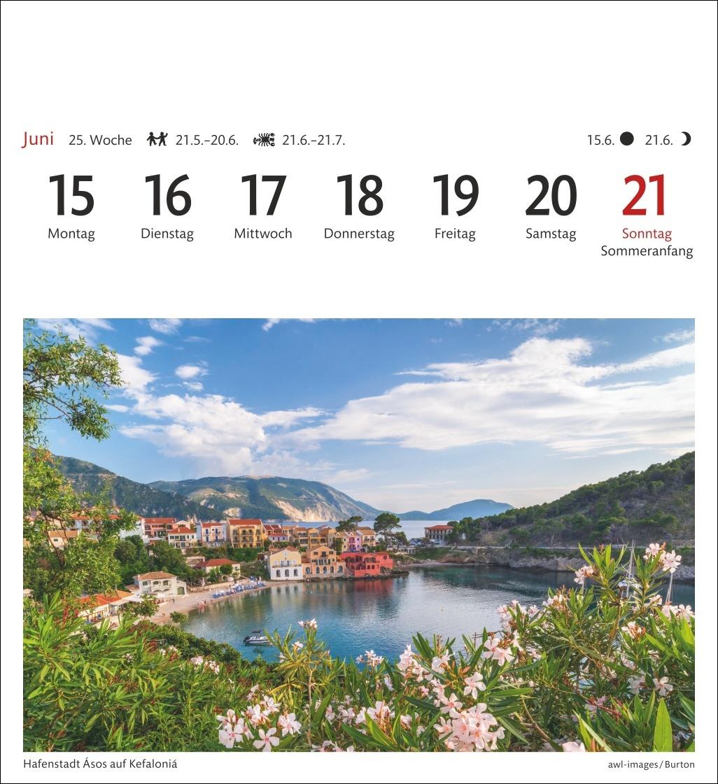 Beispielinhalt (Bild) Griechische Inseln Sehnsuchtskalender 2026 - Wochenkalender mit 53 Postkarten
