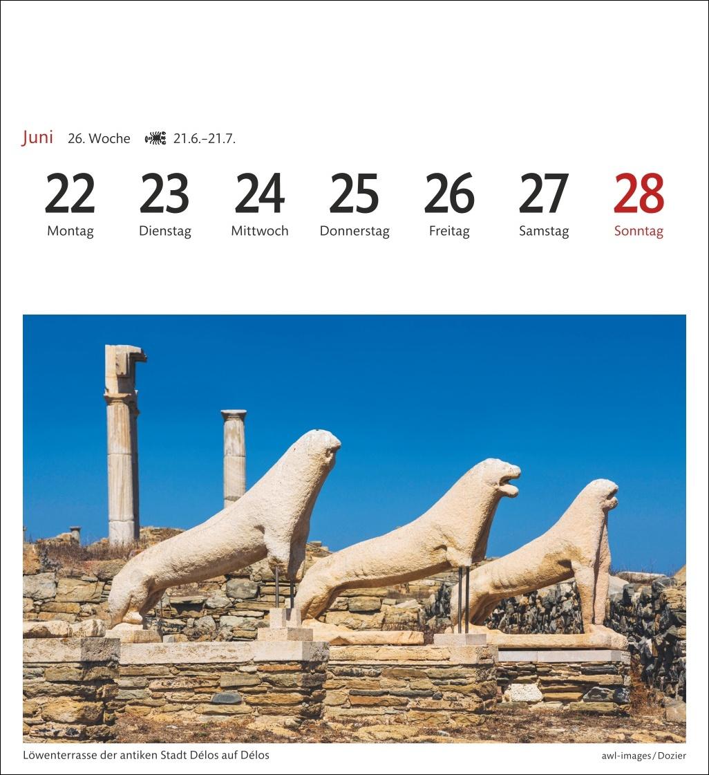 Beispielinhalt (Bild) Griechische Inseln Sehnsuchtskalender 2026 - Wochenkalender mit 53 Postkarten