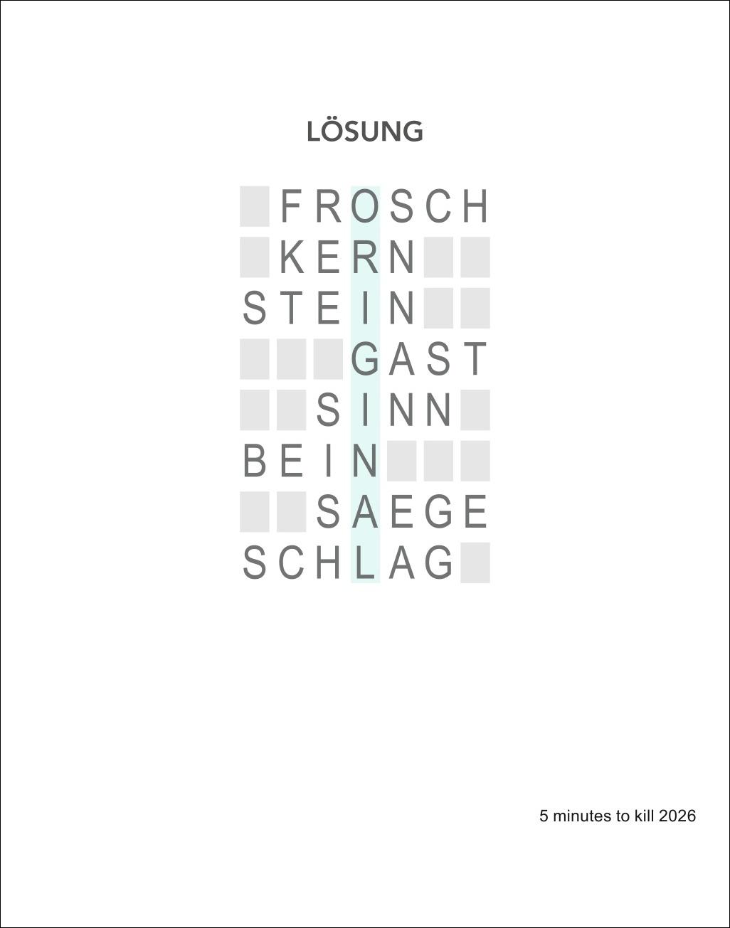 Beispielinhalt (Bild) 5 minutes to kill Tagesabreißkalender 2026 - Der Rätselkalender gegen die langweiligsten Minuten des Lebens