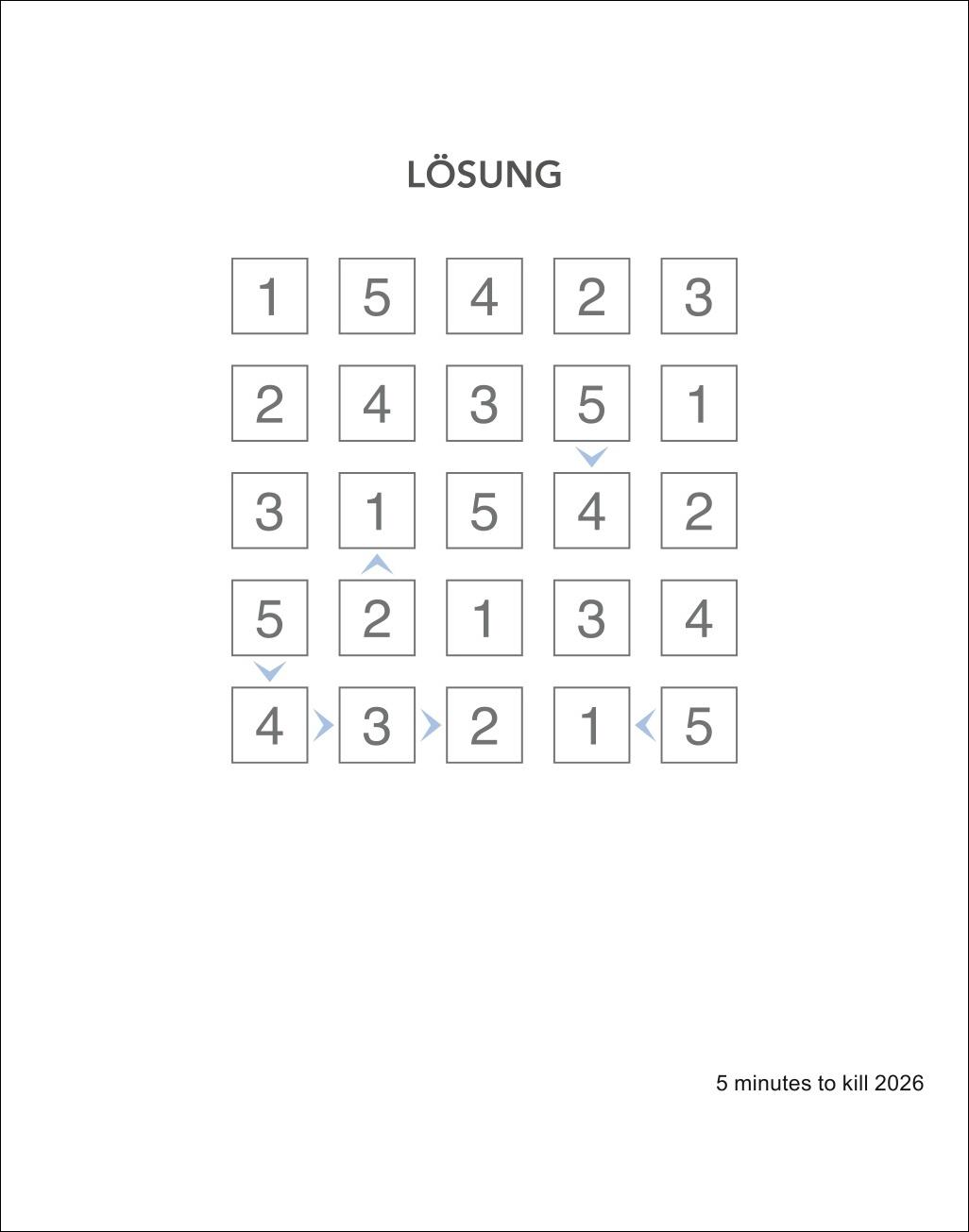 Beispielinhalt (Bild) 5 minutes to kill Tagesabreißkalender 2026 - Der Rätselkalender gegen die langweiligsten Minuten des Lebens