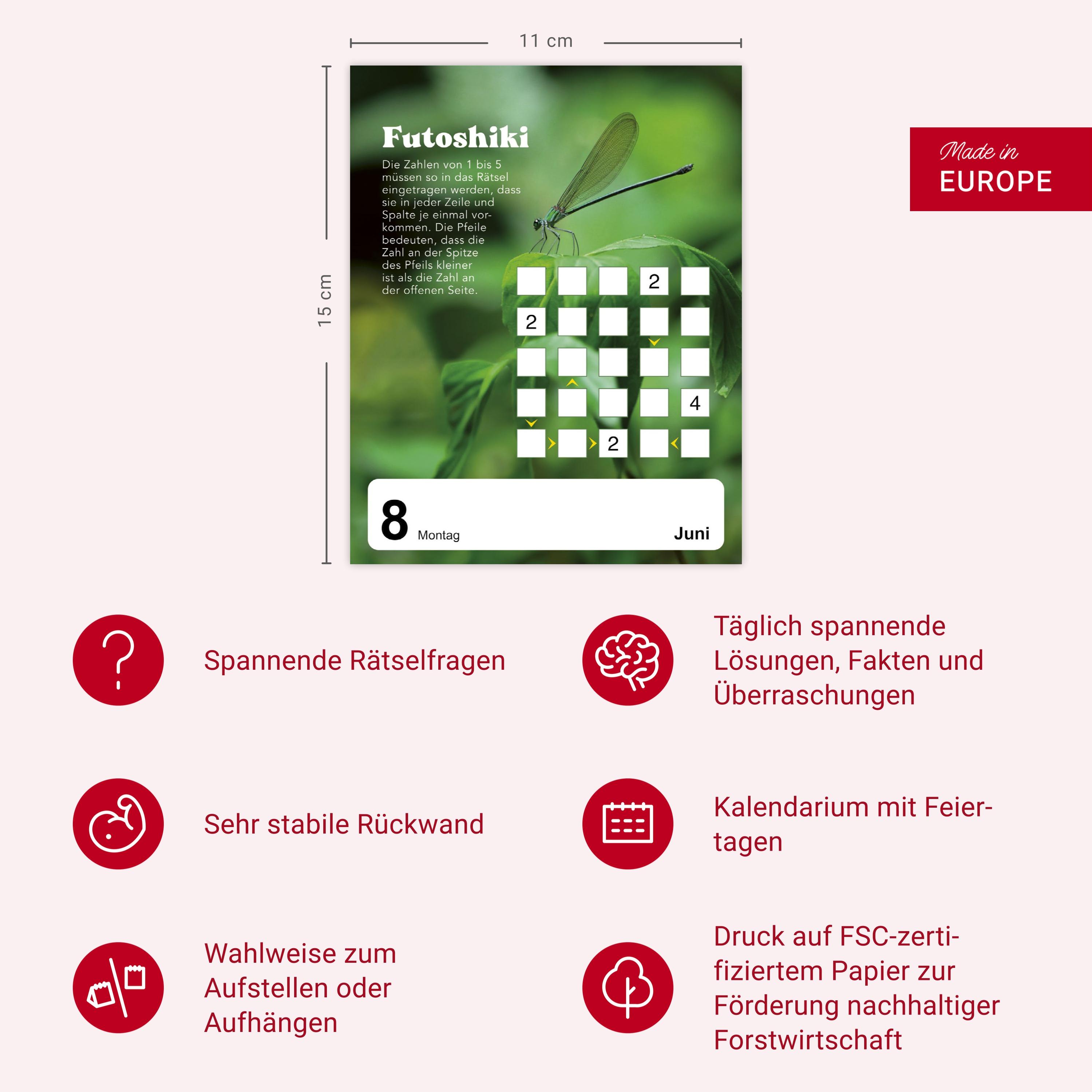 Beispielinhalt (Bild) 5 minutes to kill Tagesabreißkalender 2026 - Der Rätselkalender gegen die langweiligsten Minuten des Lebens