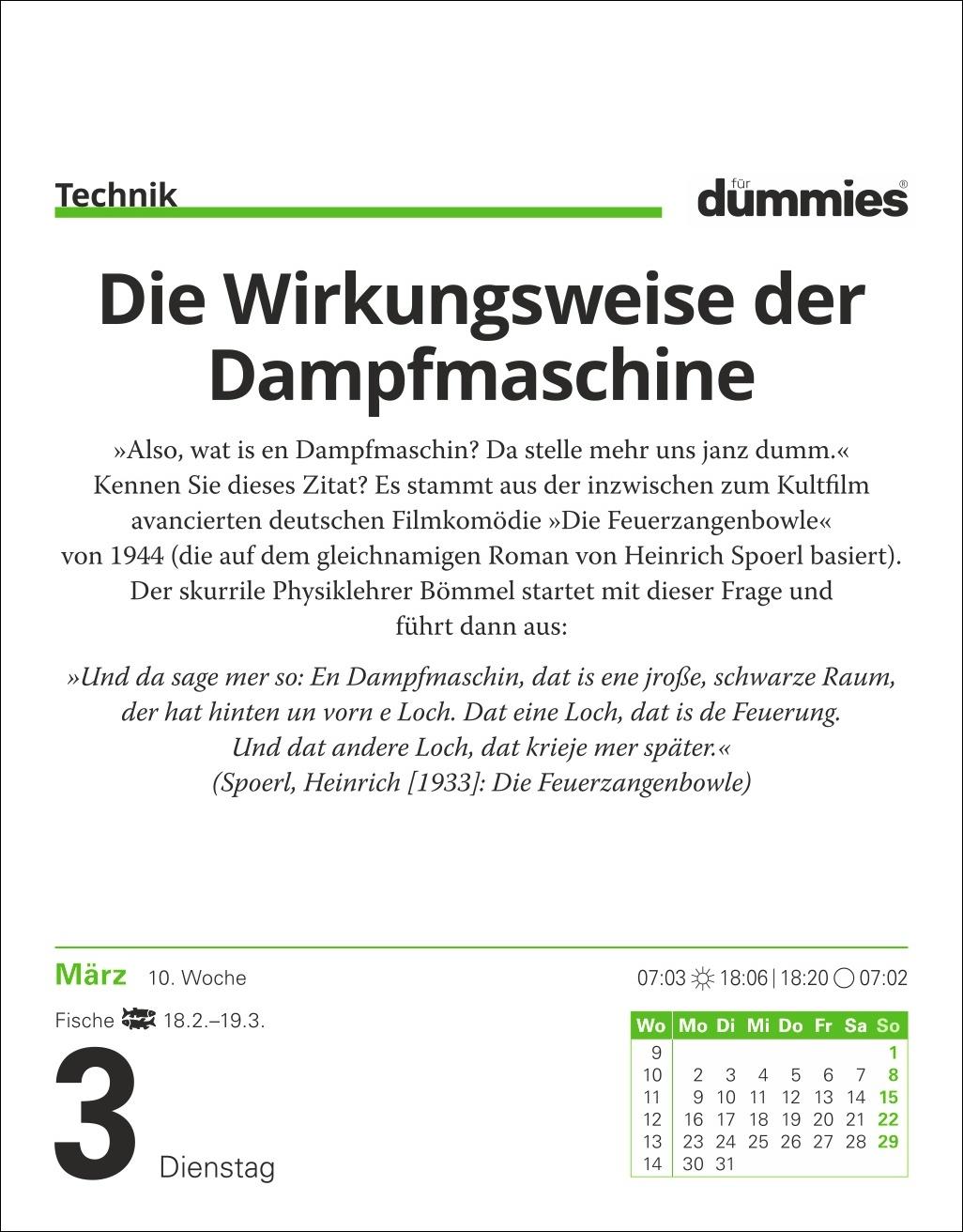 Beispielinhalt (Bild) Die Welt erklärt für Dummies Tagesabreißkalender 2026