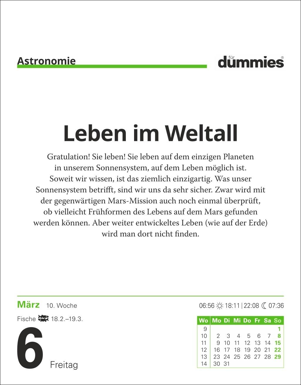Beispielinhalt (Bild) Die Welt erklärt für Dummies Tagesabreißkalender 2026
