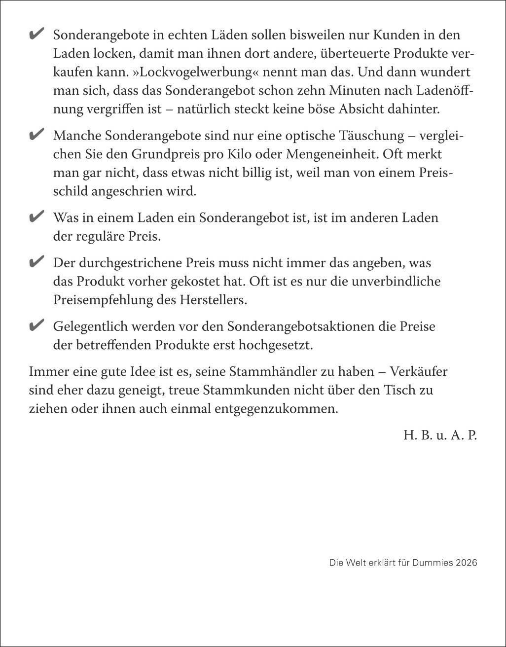 Beispielinhalt (Bild) Die Welt erklärt für Dummies Tagesabreißkalender 2026