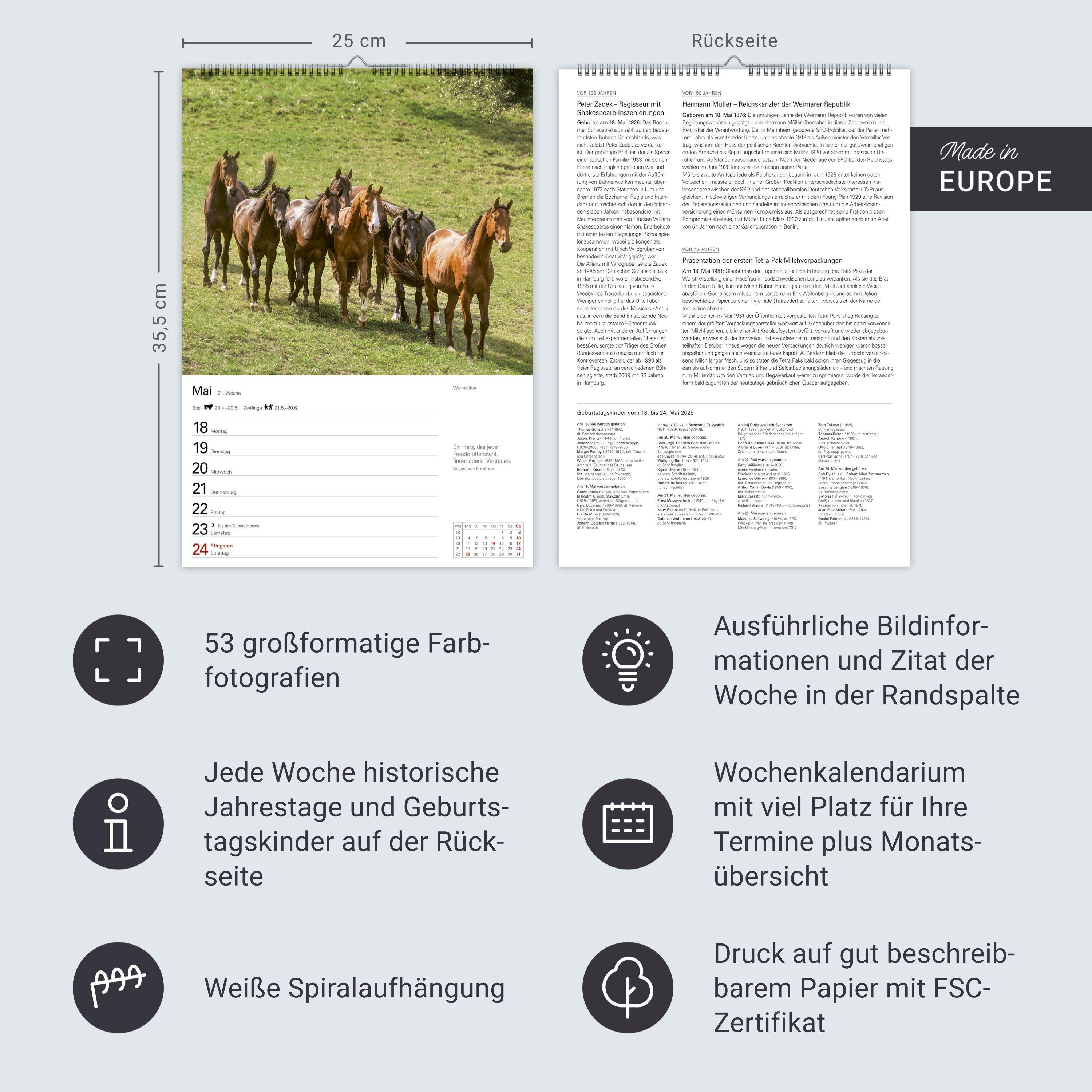 Beispielinhalt (Bild) Pferde Wochenplaner 2026 - 53 faszinierende Fotografien