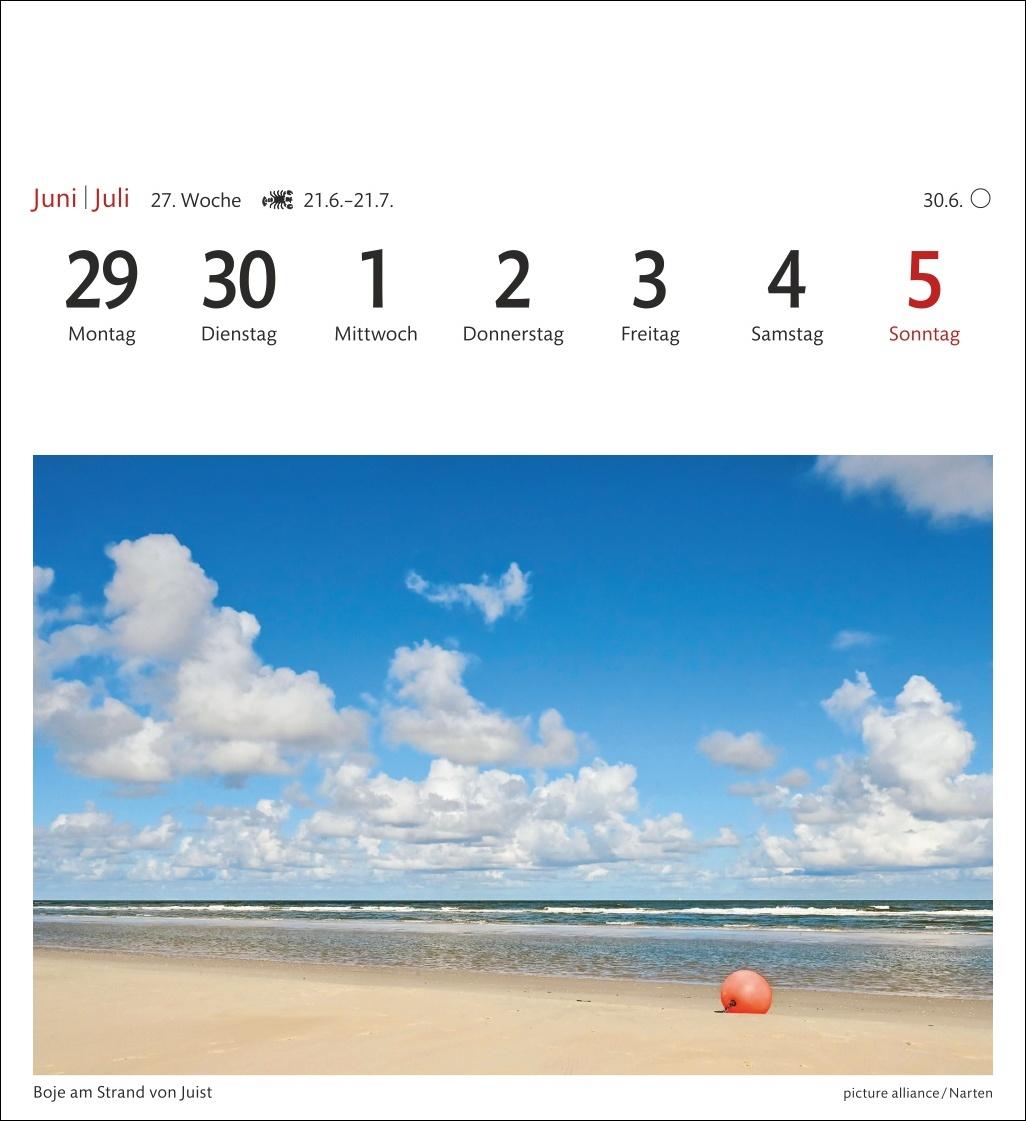 Beispielinhalt (Bild) Nordseeküste Sehnsuchtskalender 2026 - Wochenkalender mit 53 Postkarten