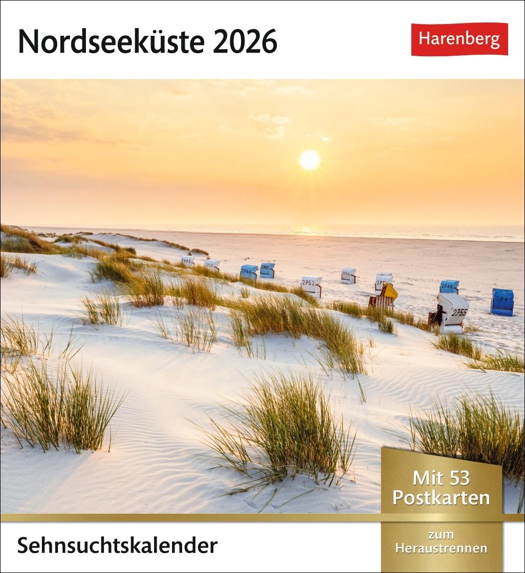 Vorderes Coverbild Nordseeküste Sehnsuchtskalender 2026 - Wochenkalender mit 53 Postkarten