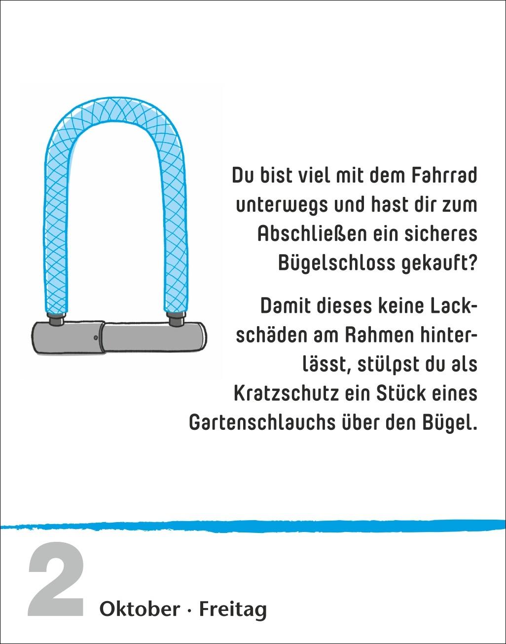 Beispielinhalt (Bild) Lifehacks Tagesabreißkalender 2026 - Der hilfreichste Kalender aller Zeiten