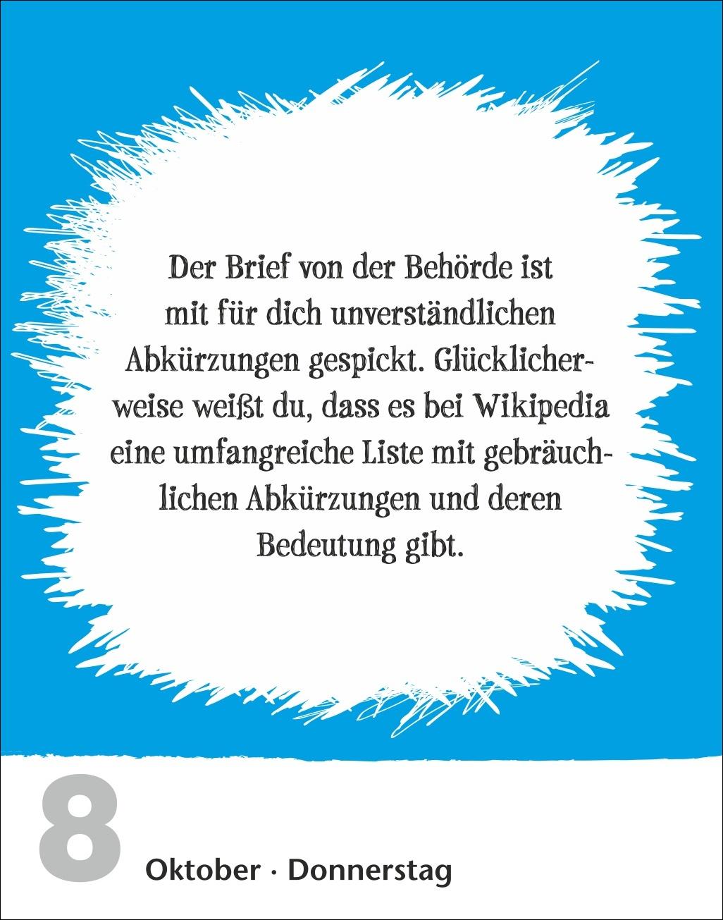 Beispielinhalt (Bild) Lifehacks Tagesabreißkalender 2026 - Der hilfreichste Kalender aller Zeiten