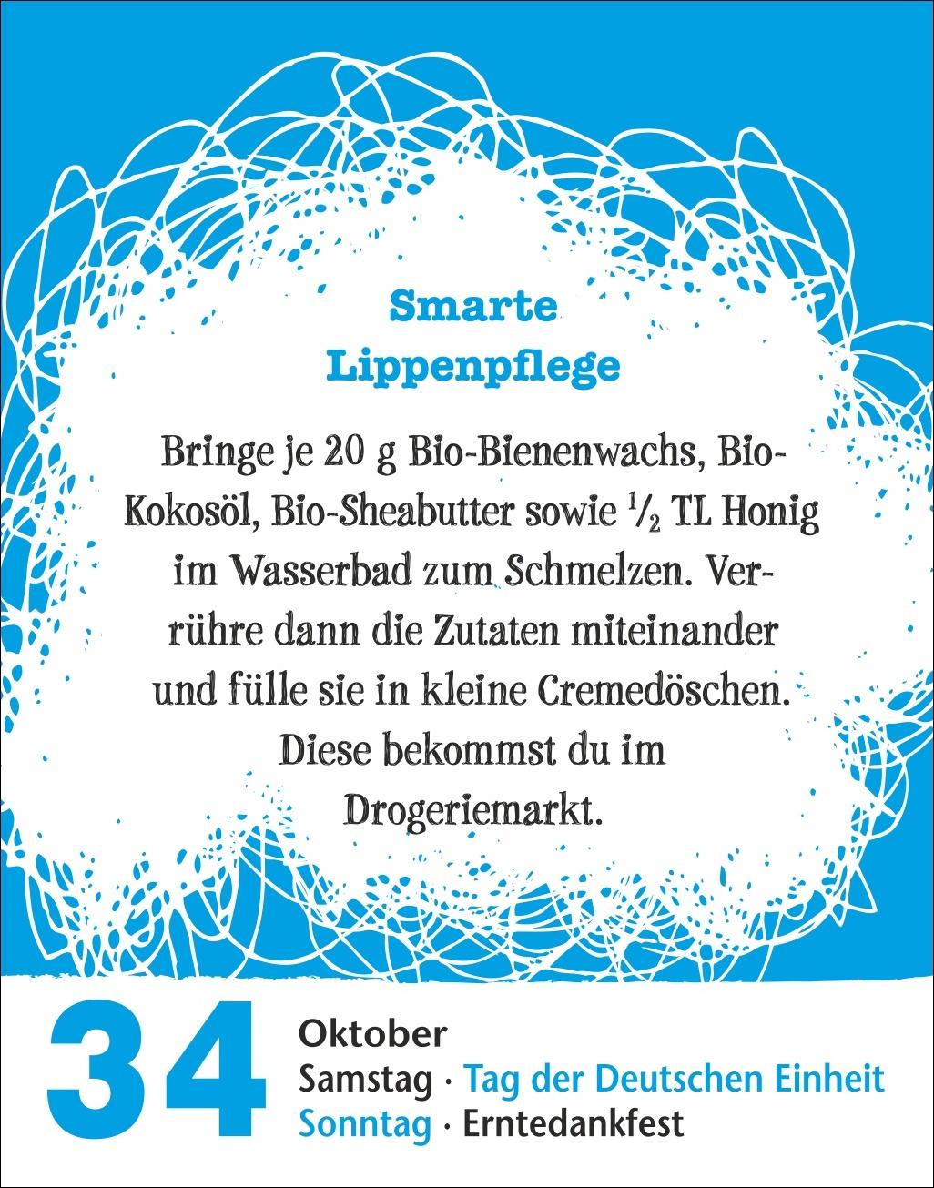 Beispielinhalt (Bild) Lifehacks Tagesabreißkalender 2026 - Der hilfreichste Kalender aller Zeiten