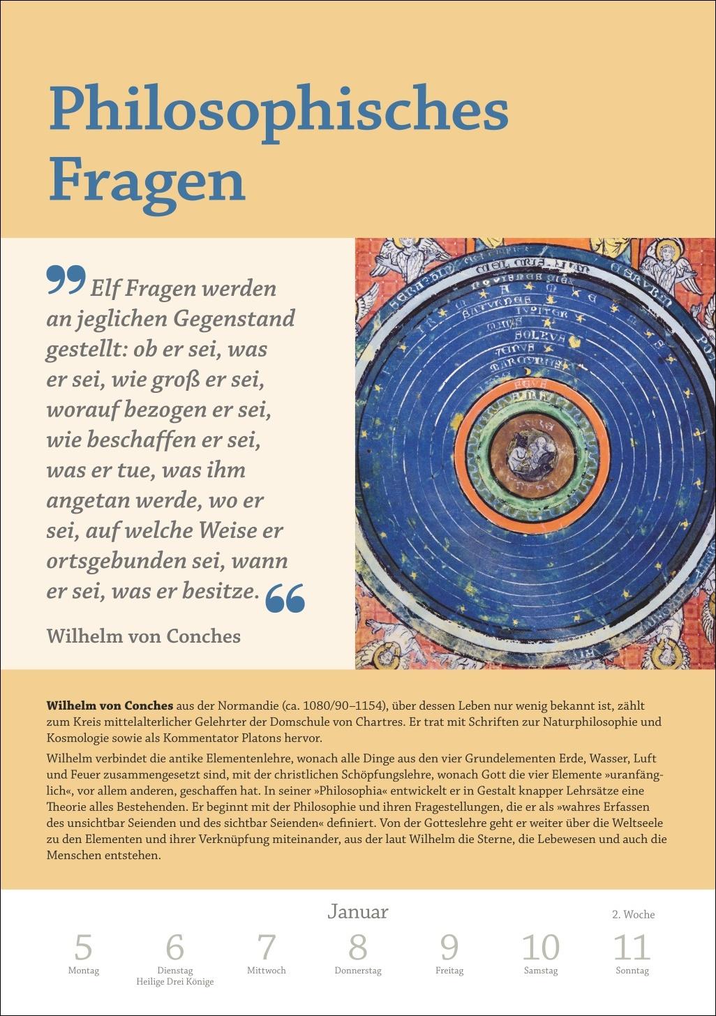 Beispielinhalt (Bild) DIE ZEIT Philosophie Wochen-Kulturkalender 2026 - 53 Denkanstöße für 2026