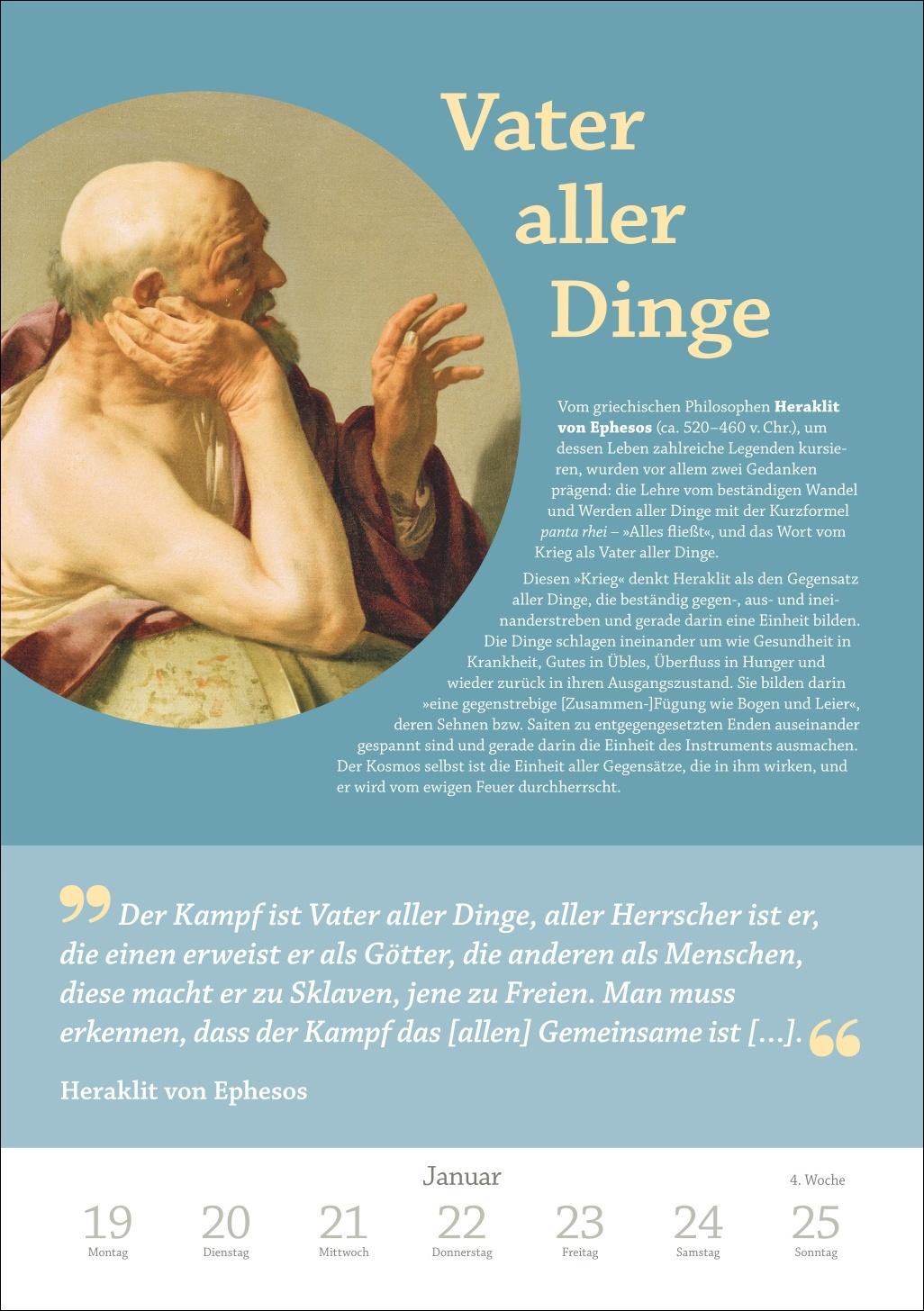 Beispielinhalt (Bild) DIE ZEIT Philosophie Wochen-Kulturkalender 2026 - 53 Denkanstöße für 2026