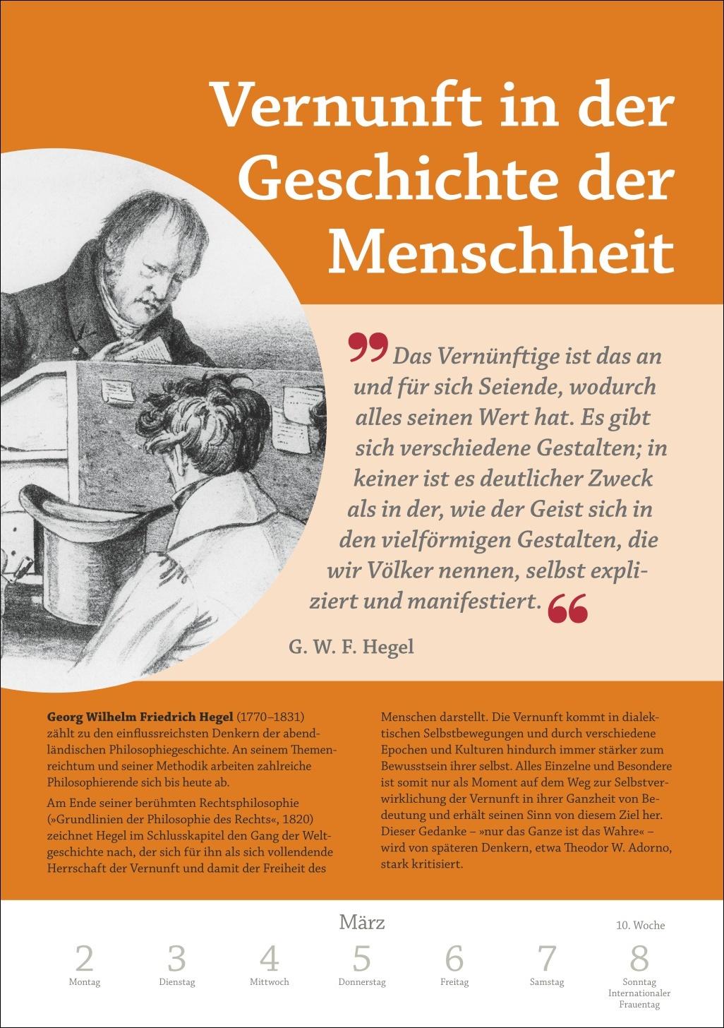 Beispielinhalt (Bild) DIE ZEIT Philosophie Wochen-Kulturkalender 2026 - 53 Denkanstöße für 2026