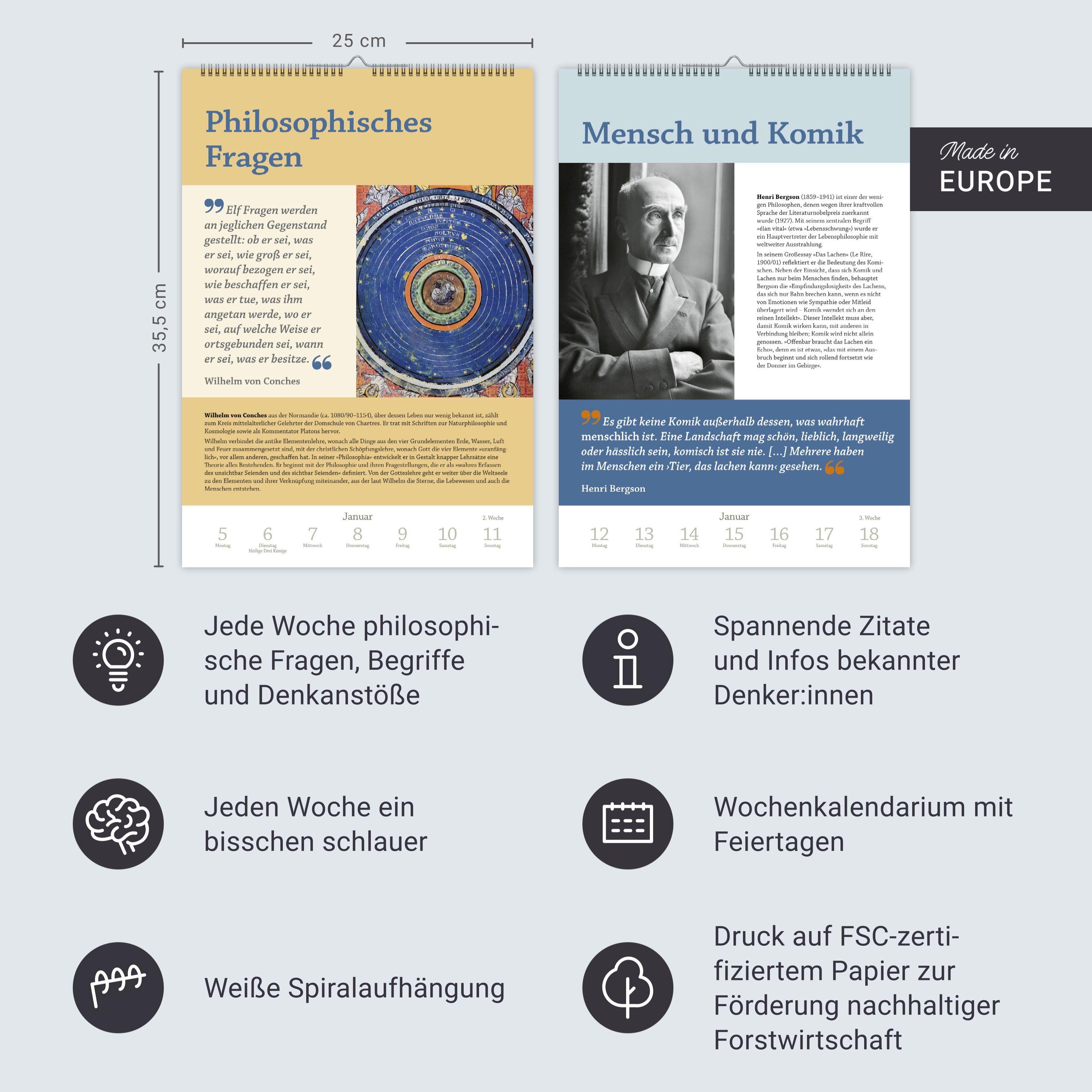 Beispielinhalt (Bild) DIE ZEIT Philosophie Wochen-Kulturkalender 2026 - 53 Denkanstöße für 2026