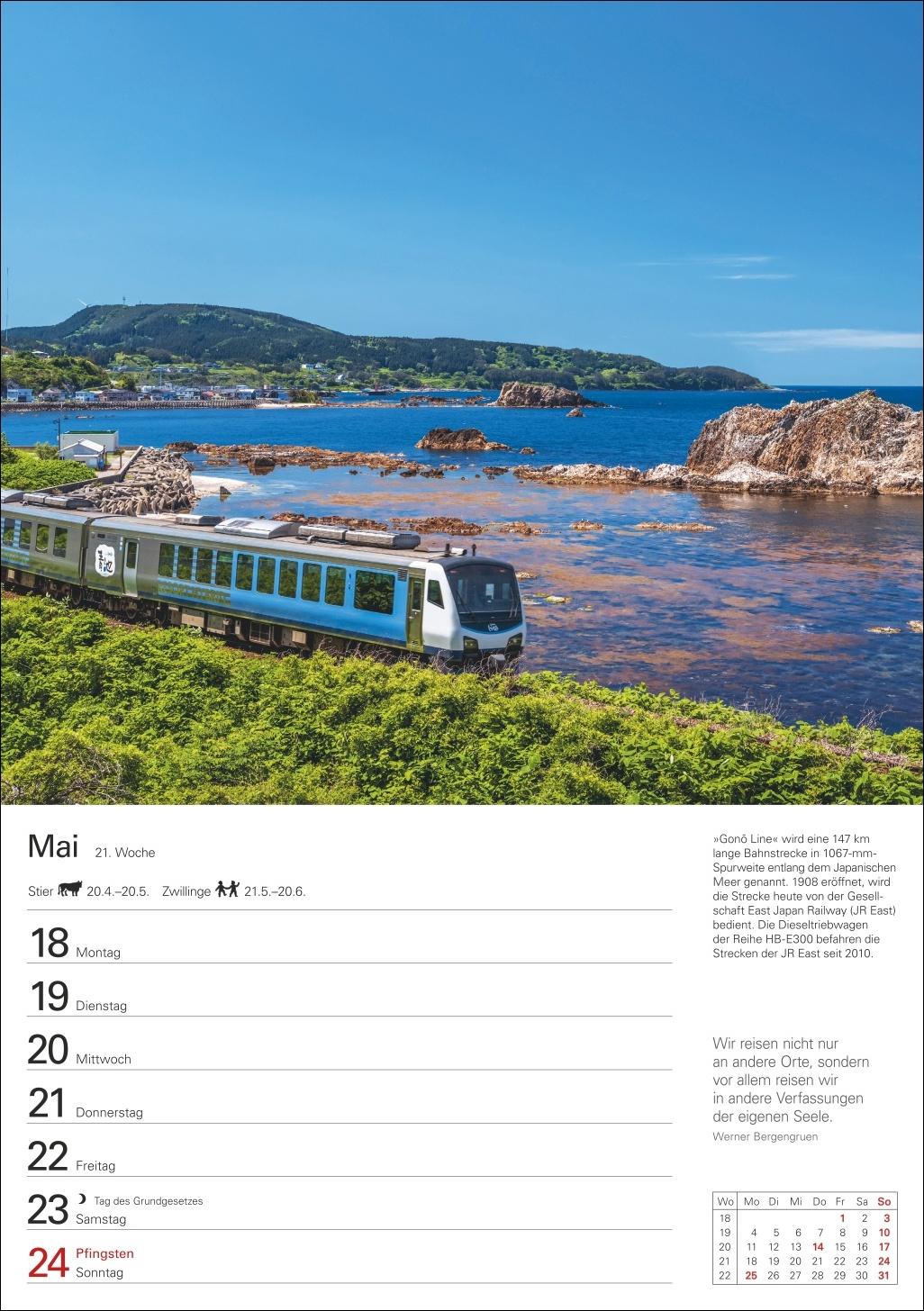 Beispielinhalt (Bild) Eisenbahnen Wochenplaner 2026 - 53 faszinierende Fotografien