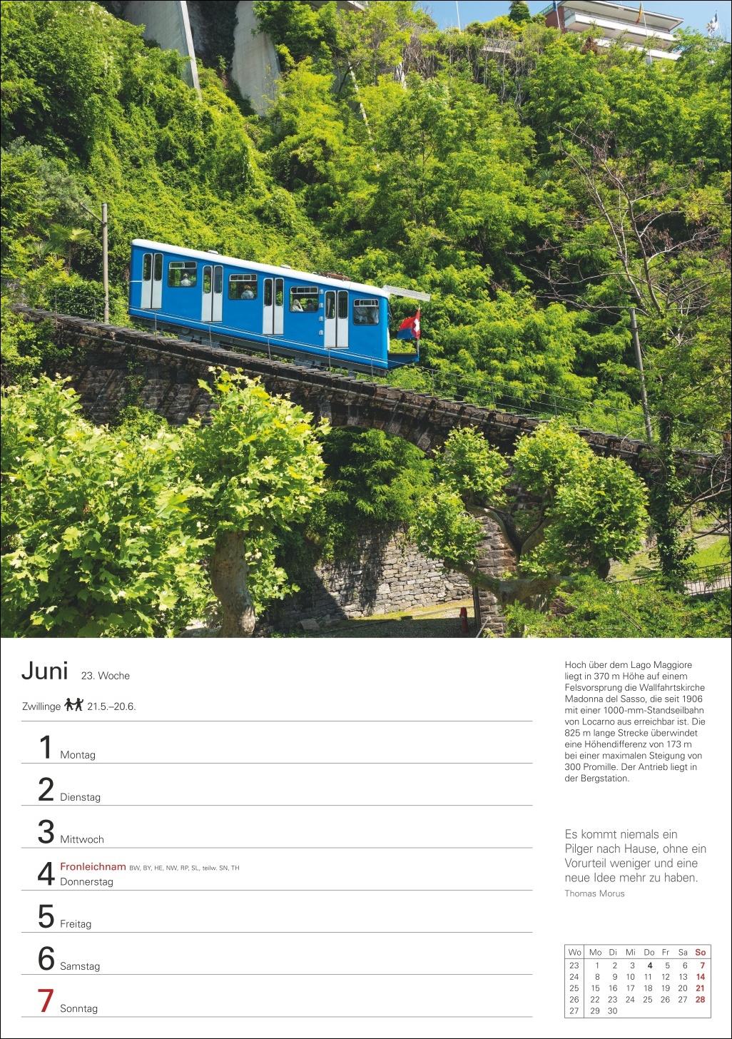 Beispielinhalt (Bild) Eisenbahnen Wochenplaner 2026 - 53 faszinierende Fotografien