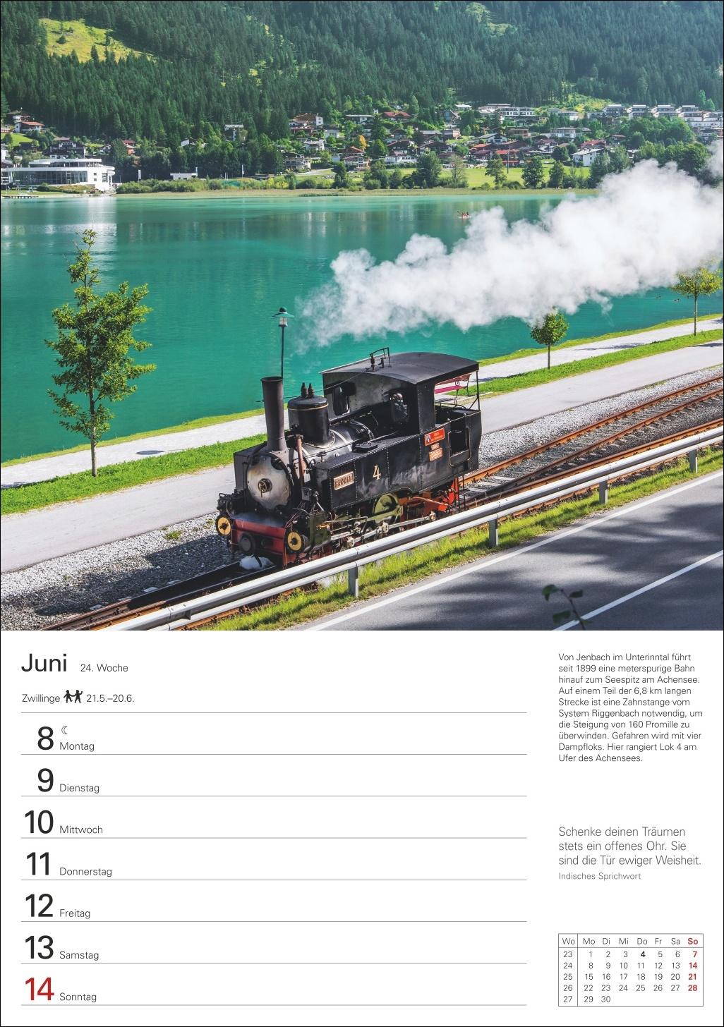 Beispielinhalt (Bild) Eisenbahnen Wochenplaner 2026 - 53 faszinierende Fotografien