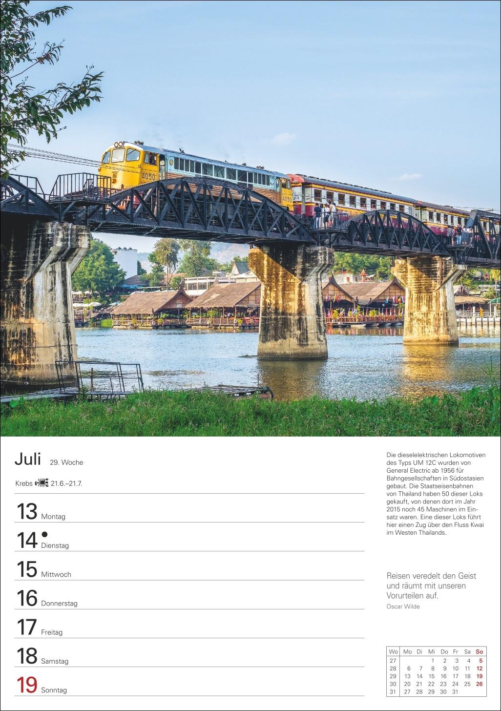 Beispielinhalt (Bild) Eisenbahnen Wochenplaner 2026 - 53 faszinierende Fotografien
