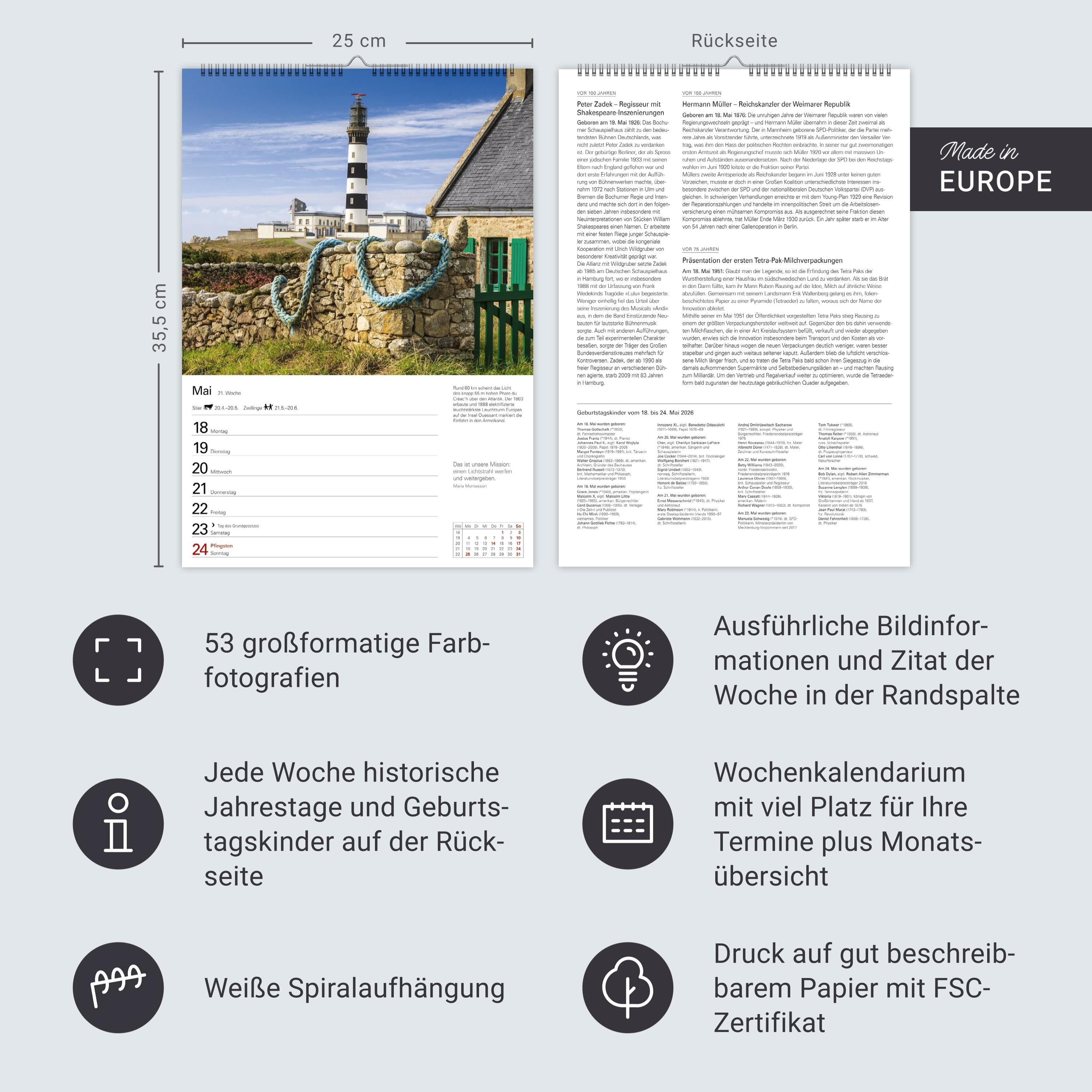 Beispielinhalt (Bild) Bretagne und Normandie Wochenplaner 2026 - Eine Reise in 53 Bildern