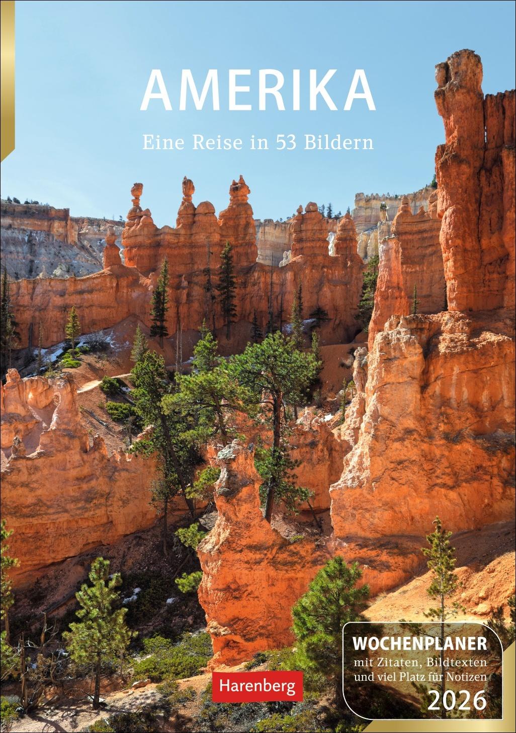 Vorderes Coverbild Amerika Wochenplaner 2026 - Eine Reise in 53 Bildern