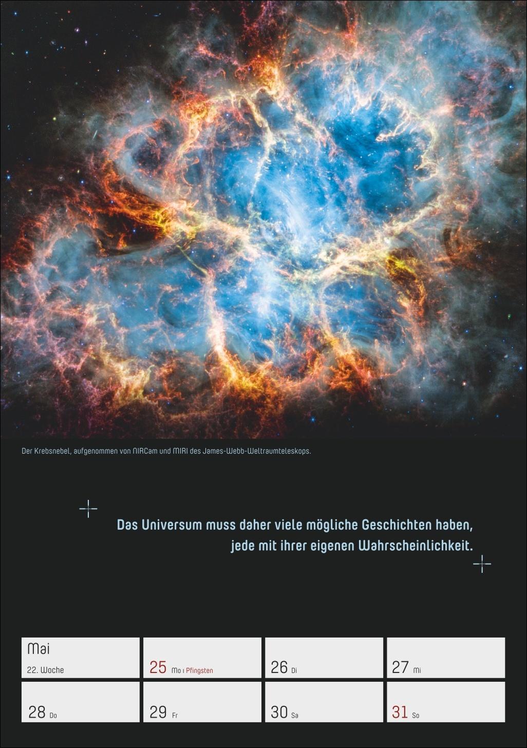 Beispielinhalt (Bild) Stephen Hawking - Universum Wochenplaner 2026 - 53 faszinierende Bilder und Zitate