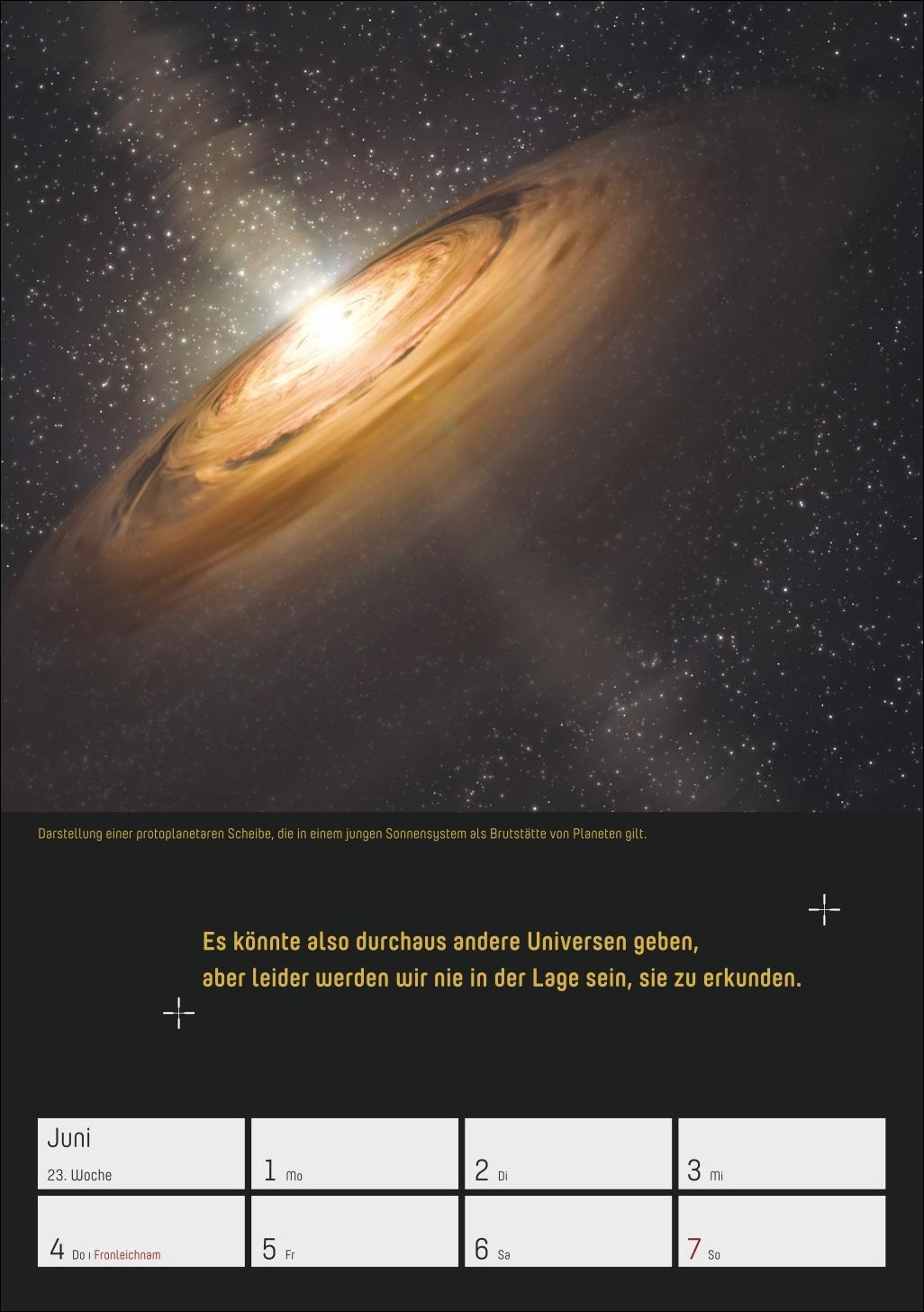 Beispielinhalt (Bild) Stephen Hawking - Universum Wochenplaner 2026 - 53 faszinierende Bilder und Zitate